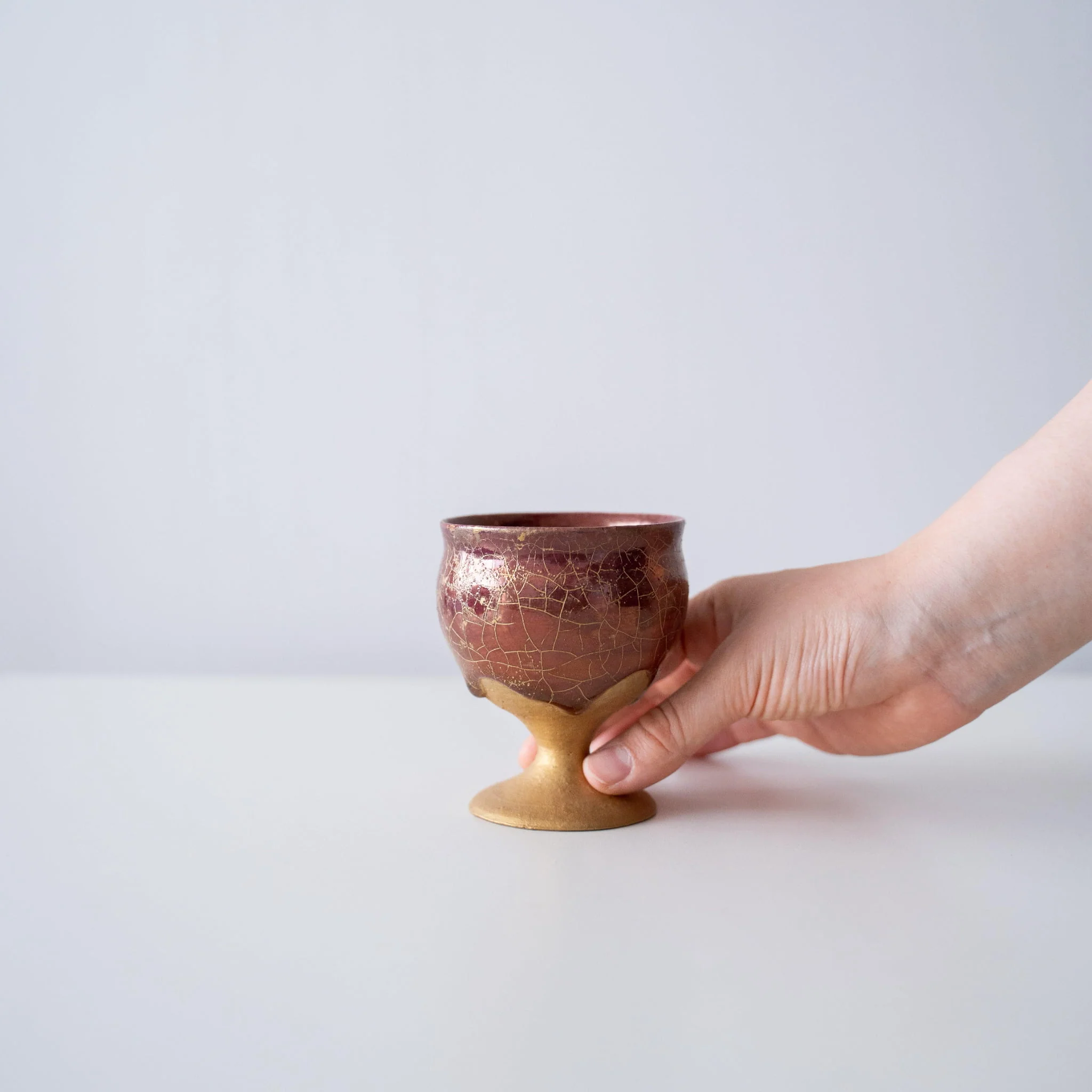 Kintsugi Goblet "Gold Clay Crackle" - Image 4