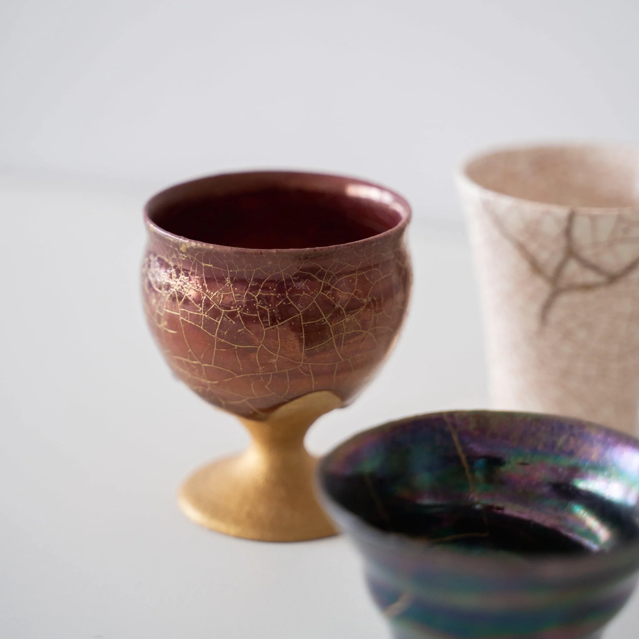 Kintsugi Goblet "Gold Clay Crackle" - Image 5