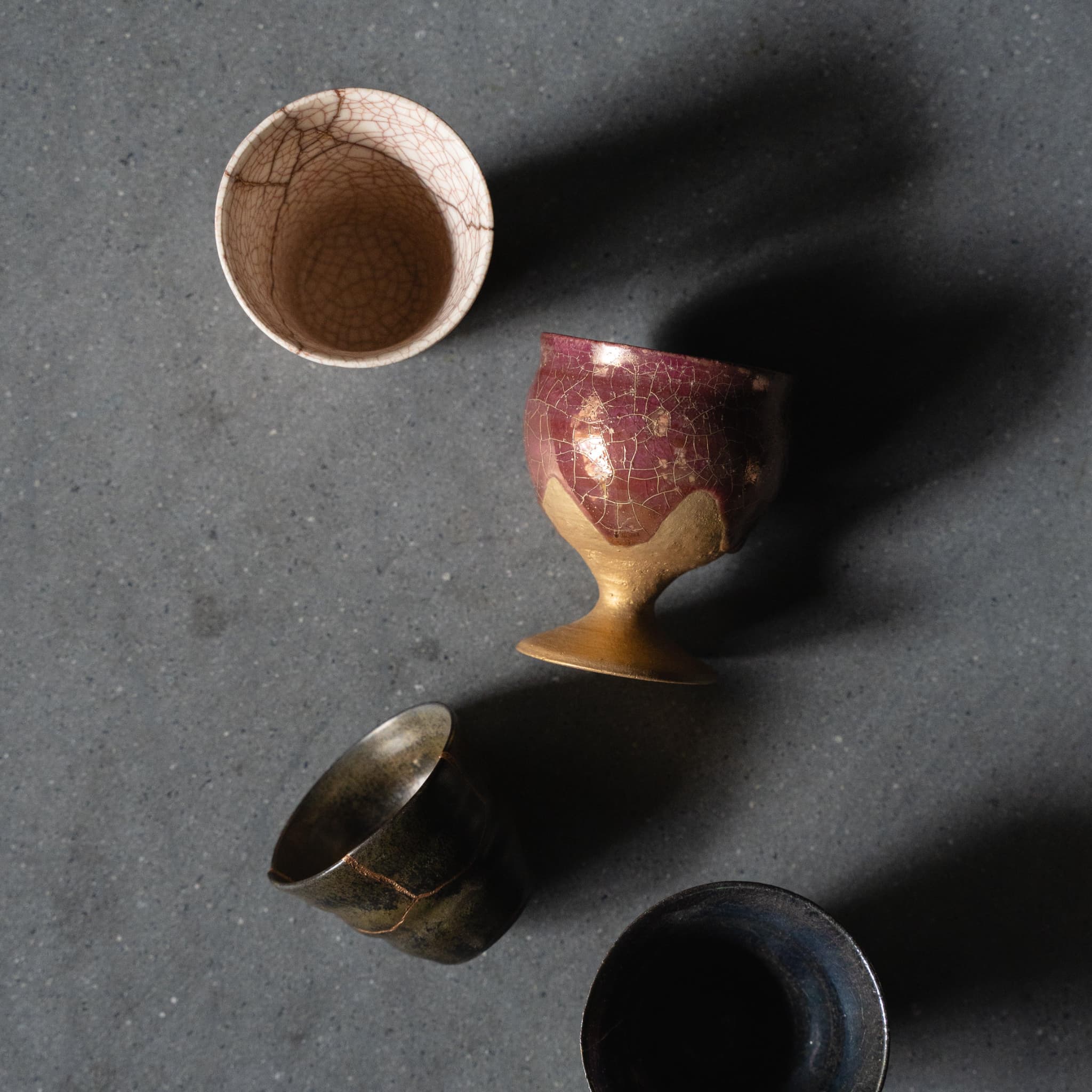 Kintsugi Goblet "Gold Clay Crackle" - Image 6