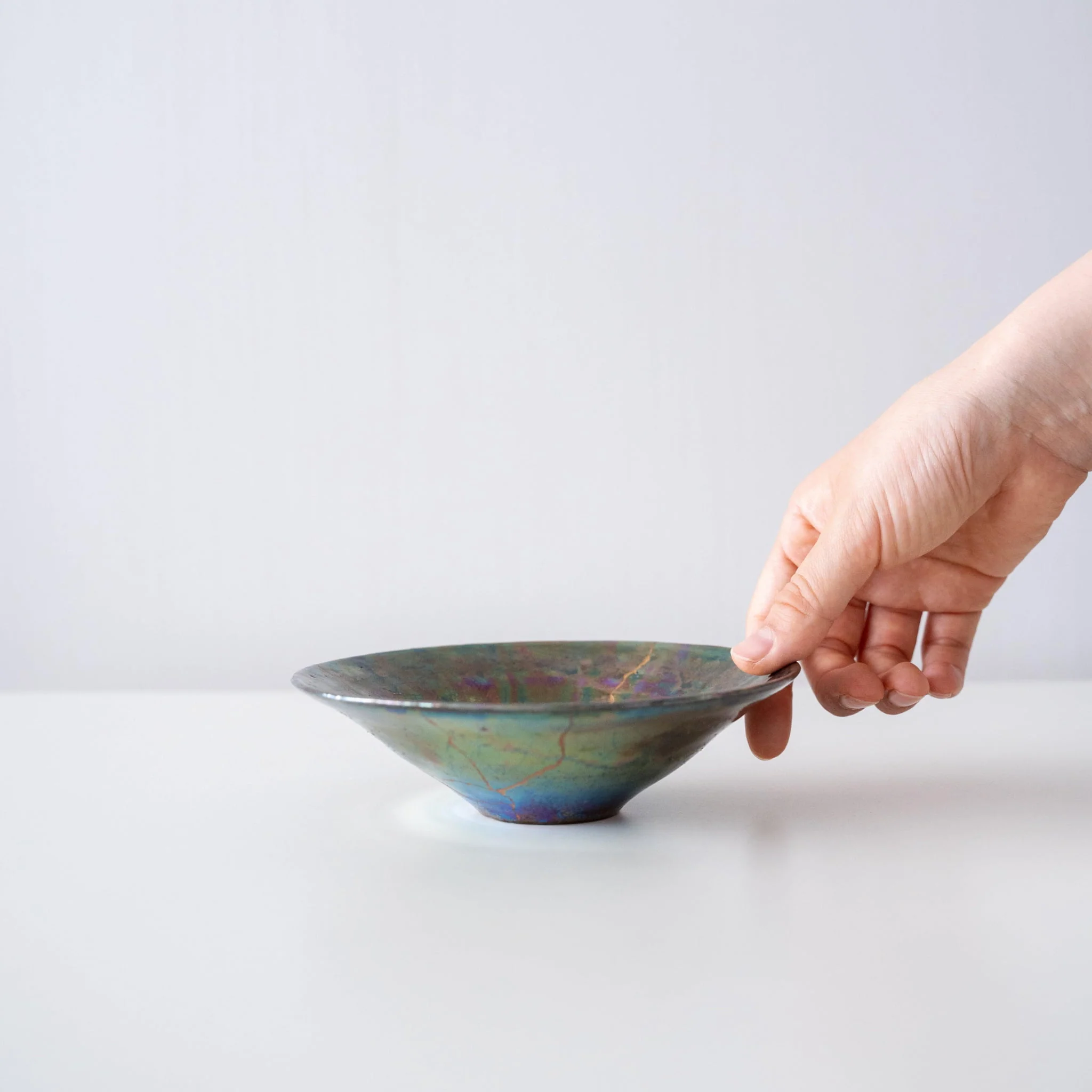 Kintsugi Bowl "Green Nebula" with a Paulownia Wood Box - Image 4