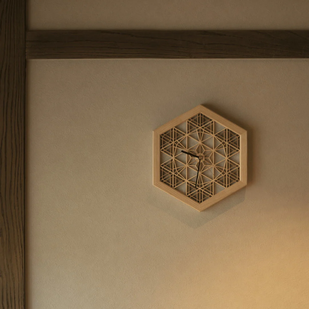 Japanese Kumiko Hexagon Clock - Image 3