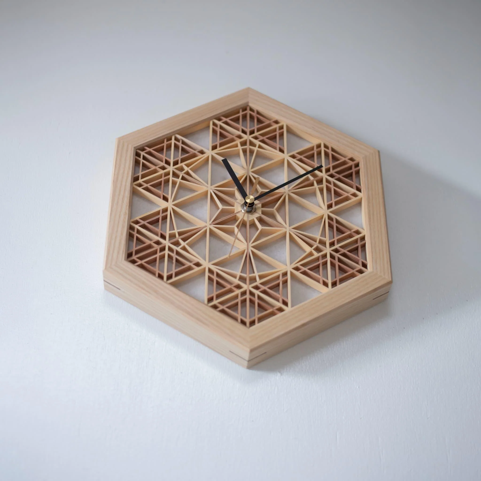 Japanese Kumiko Hexagon Clock - Image 8