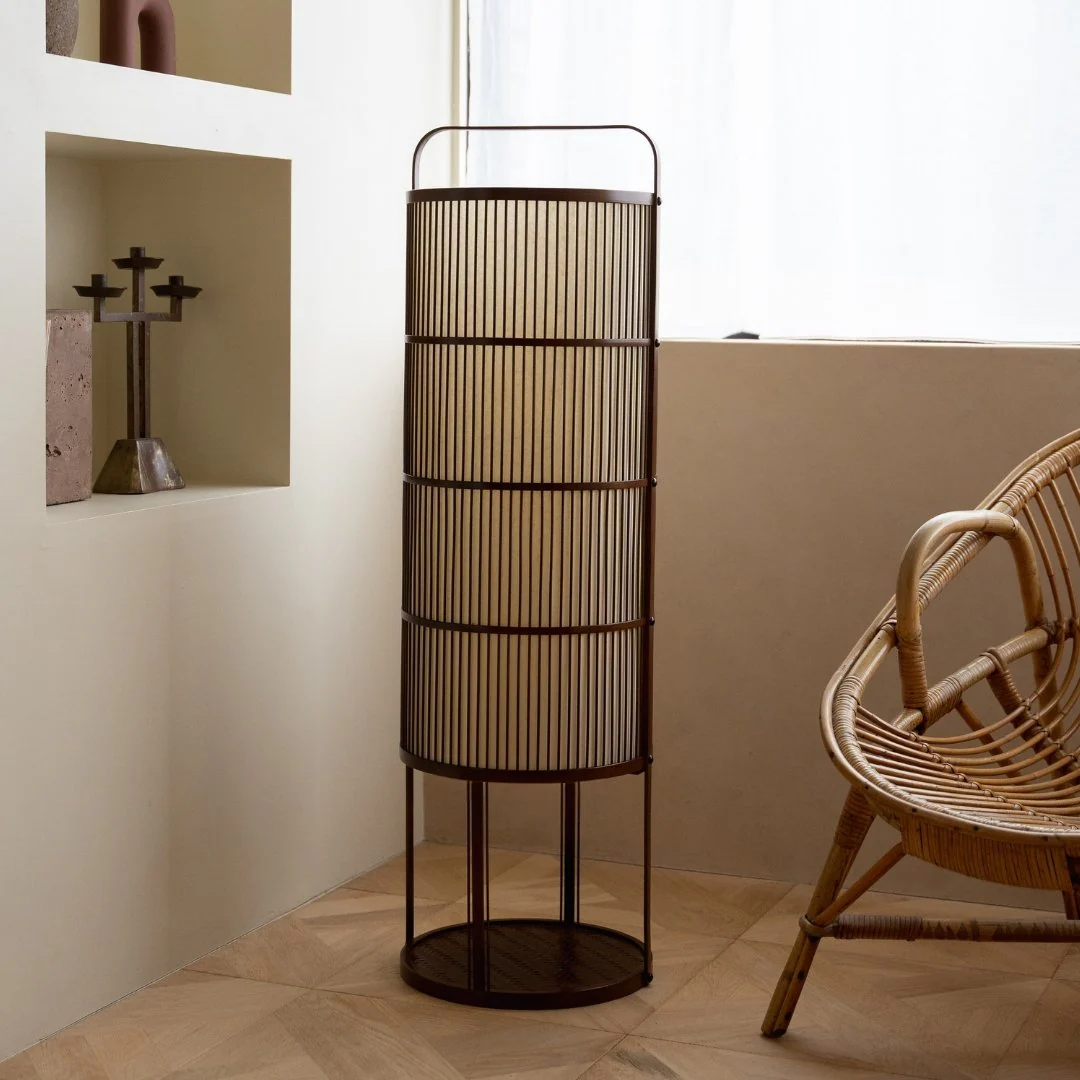 Japanese Bamboo Floor Lamp "Ajiro-base" - Image 3