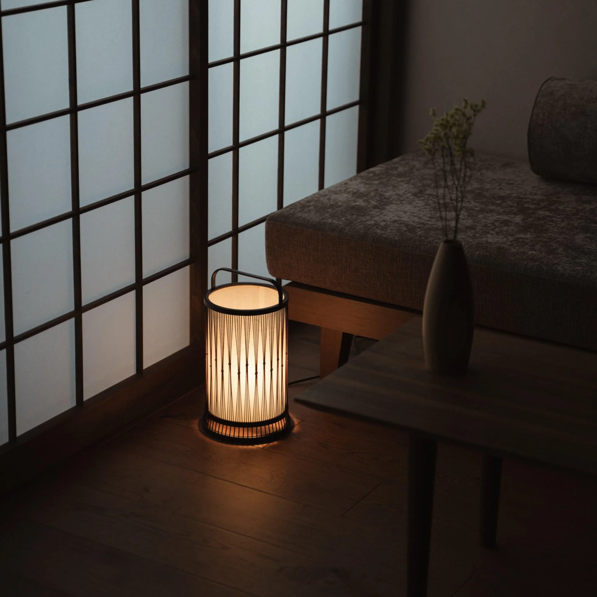Japanese Bamboo Floor Lamp "Moonlight" - Image 5