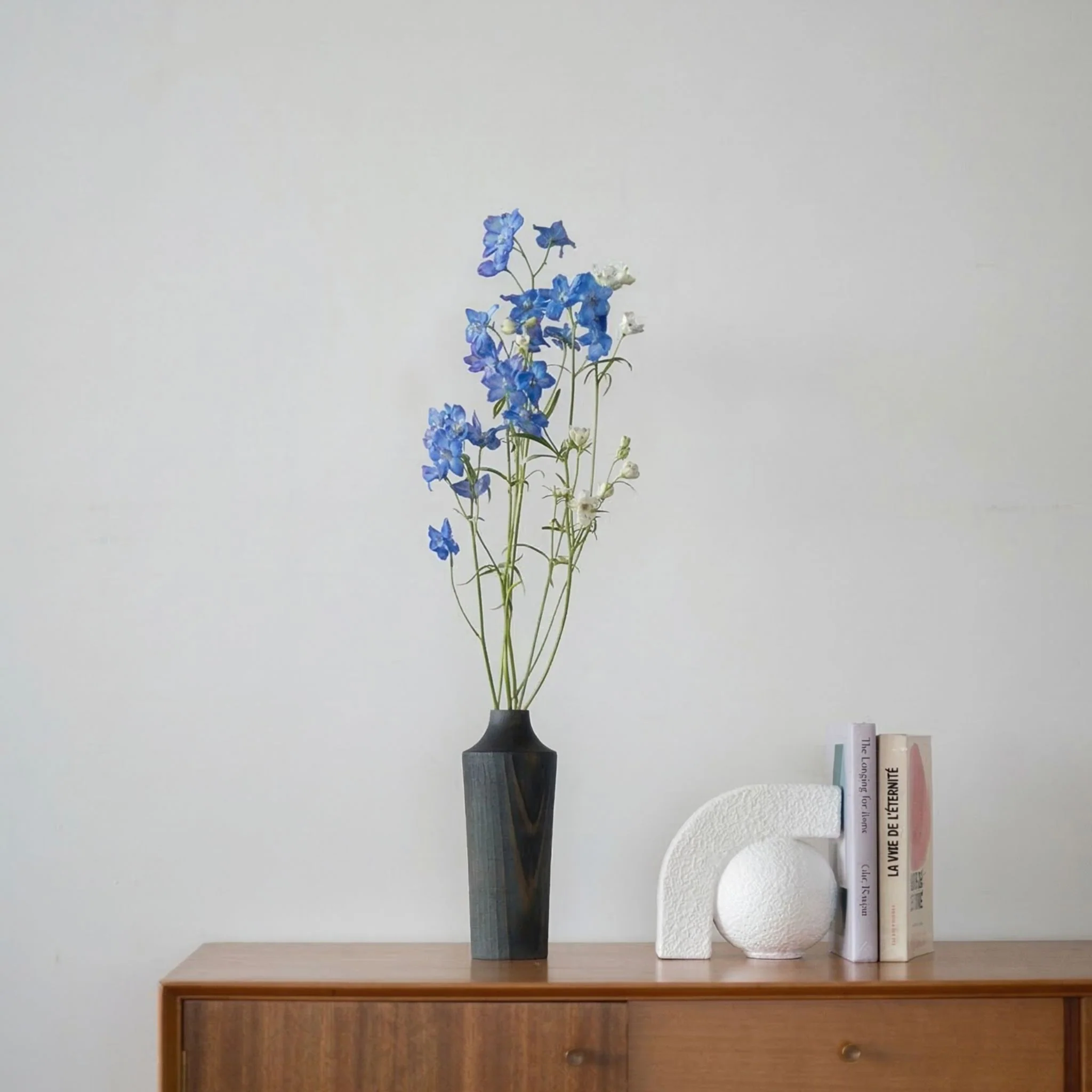 Japanese Cedar Ikebana Vase Indigo 02