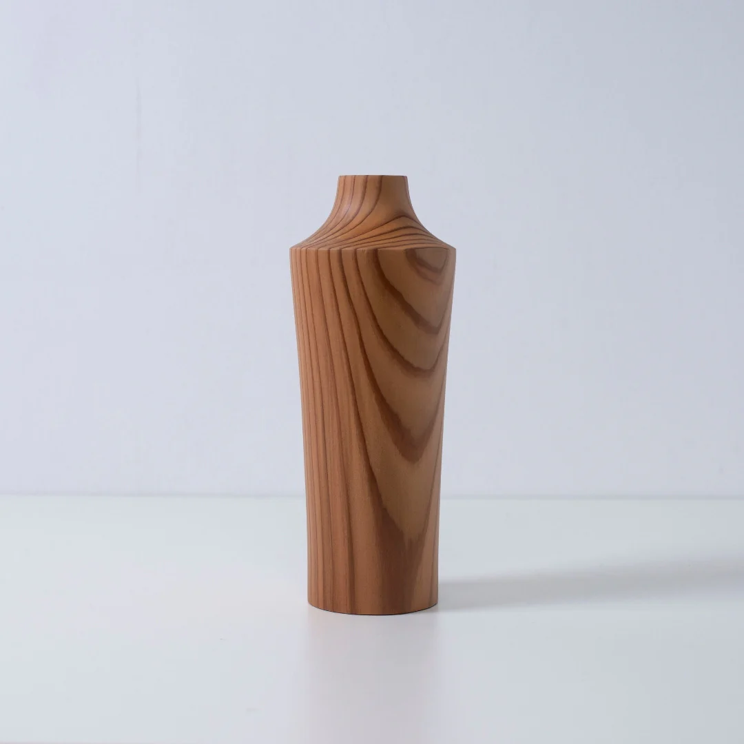 Japanese Cedar Ikebana Vase Natural Wood 02 - Image 2