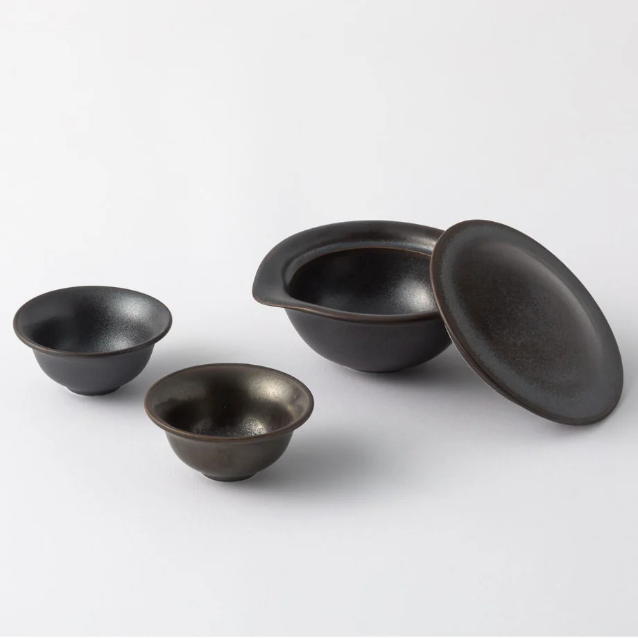 Japanese Hōhin Tea Set for Two - Black - Image 2