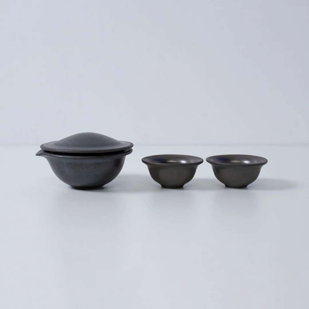 Japanese Hōhin Tea Set for Two - Black - Image 3