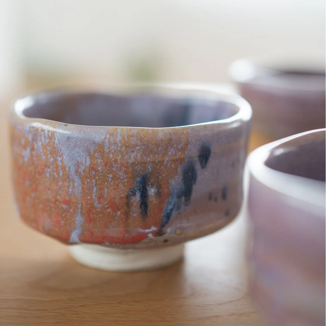 Japanese Matcha Bowl "Navy & Red Splash" - Image 10
