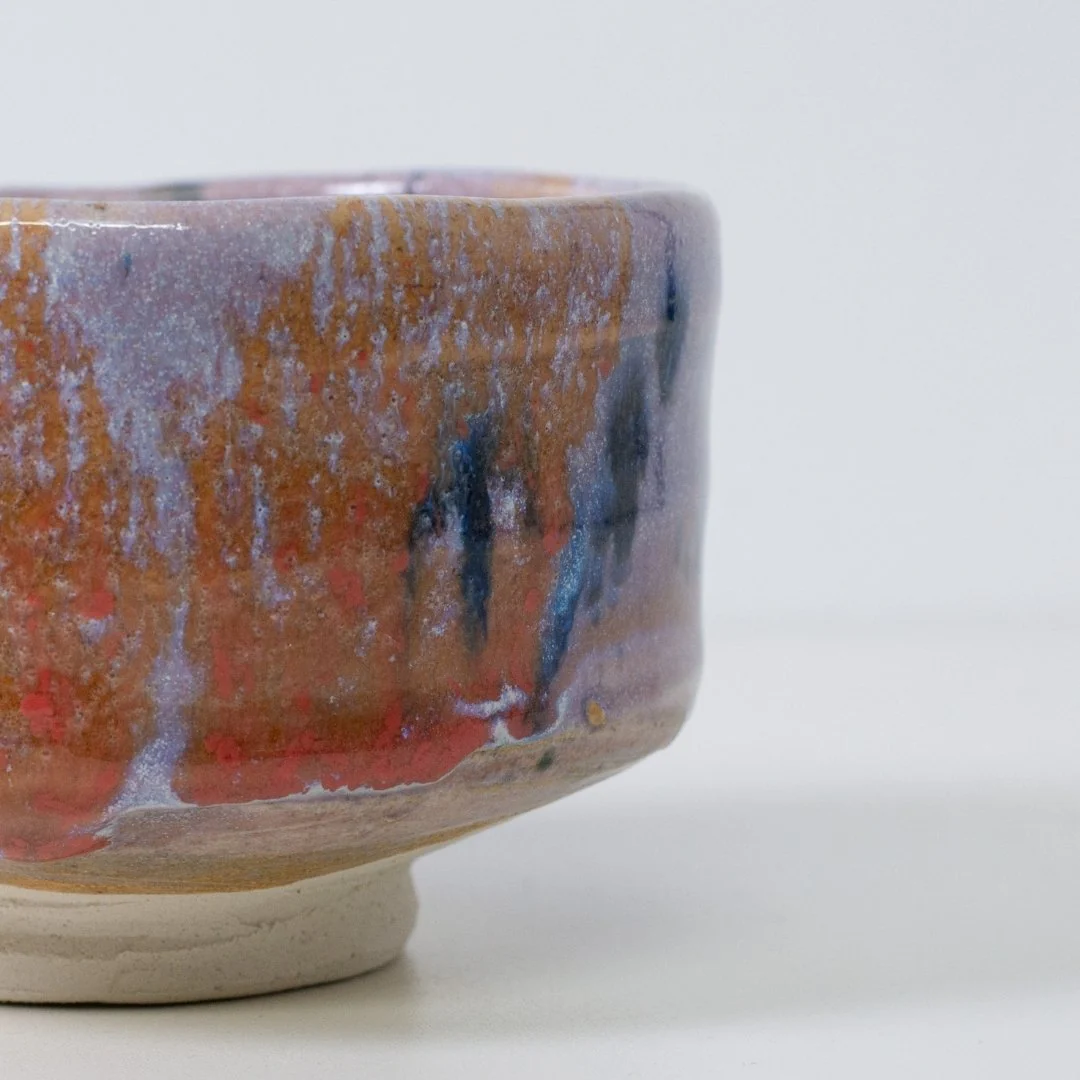 Japanese Matcha Bowl "Navy & Red Splash" - Image 3