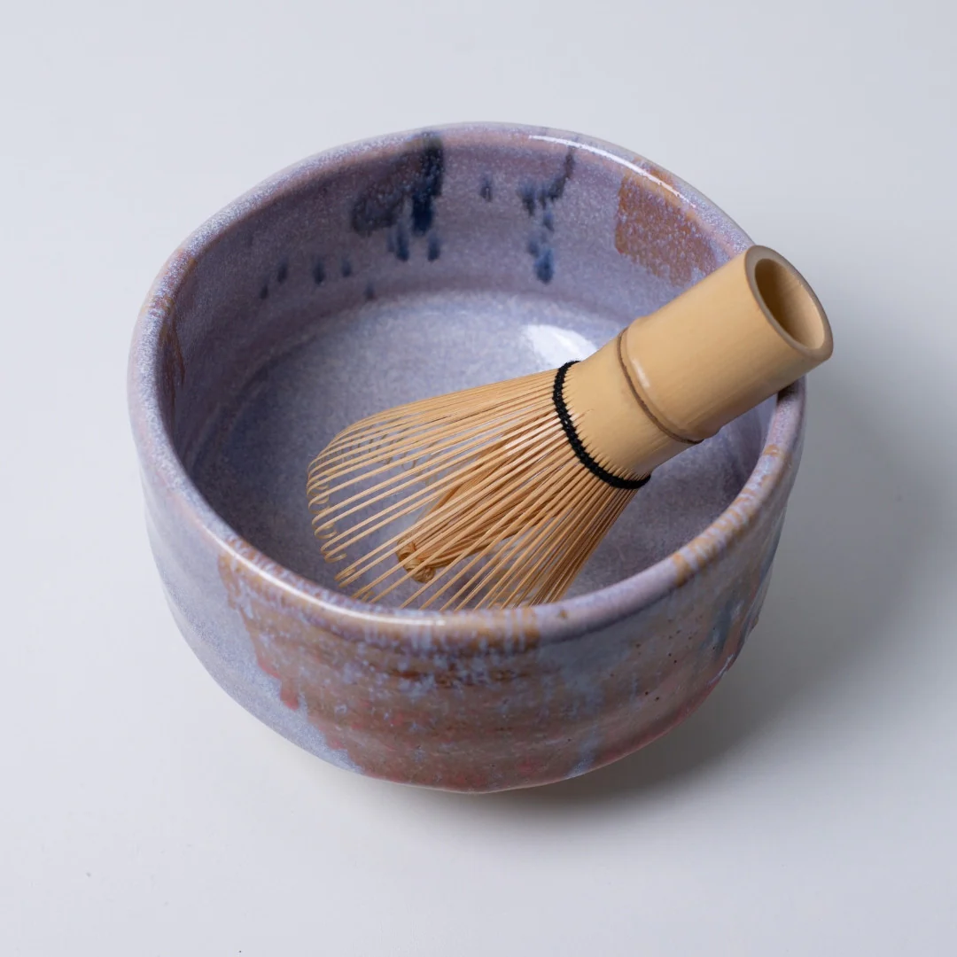 Japanese Matcha Bowl "Navy & Red Splash" - Image 4