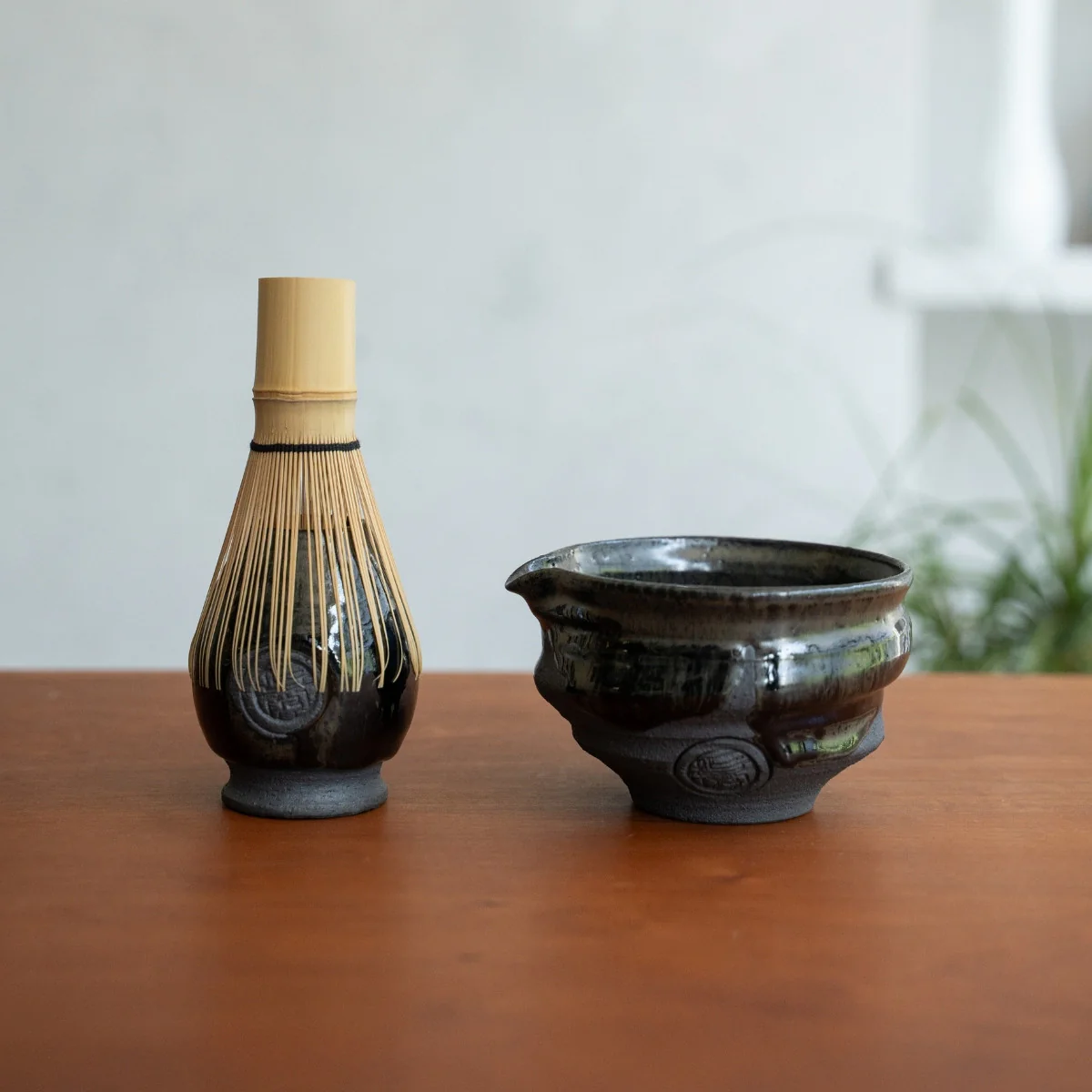 Japanese Matcha Bowl with Spout "Dignity Blue" - Image 2