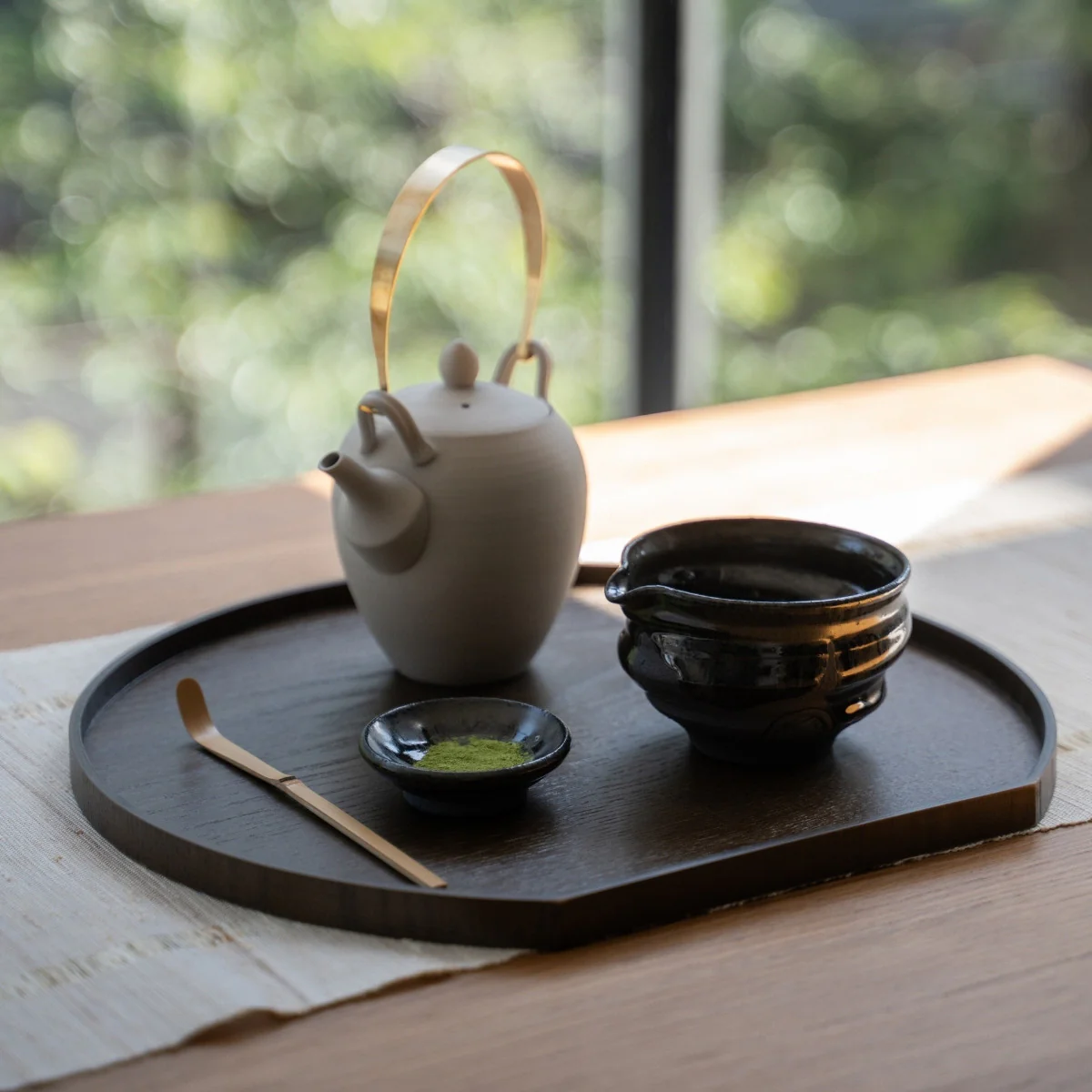 Japanese Matcha Bowl with Spout "Dignity Blue" - Image 3