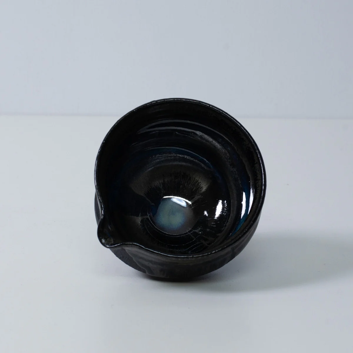 Japanese Matcha Bowl with Spout "Dignity Blue" - Image 9