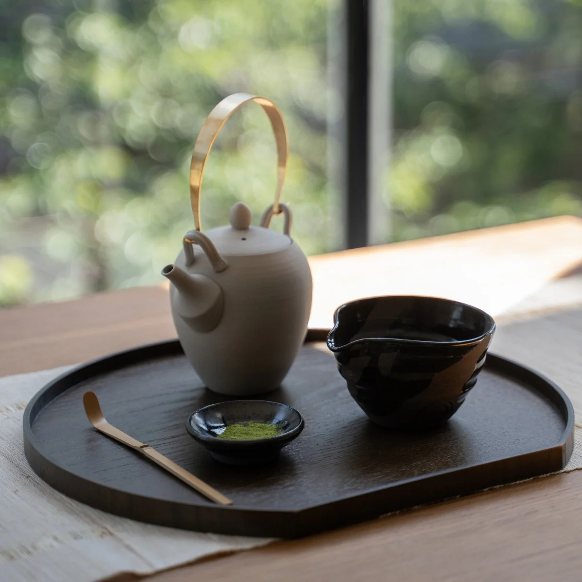 Japanese Matcha Bowl with Spout "Sumi Black" - Image 4