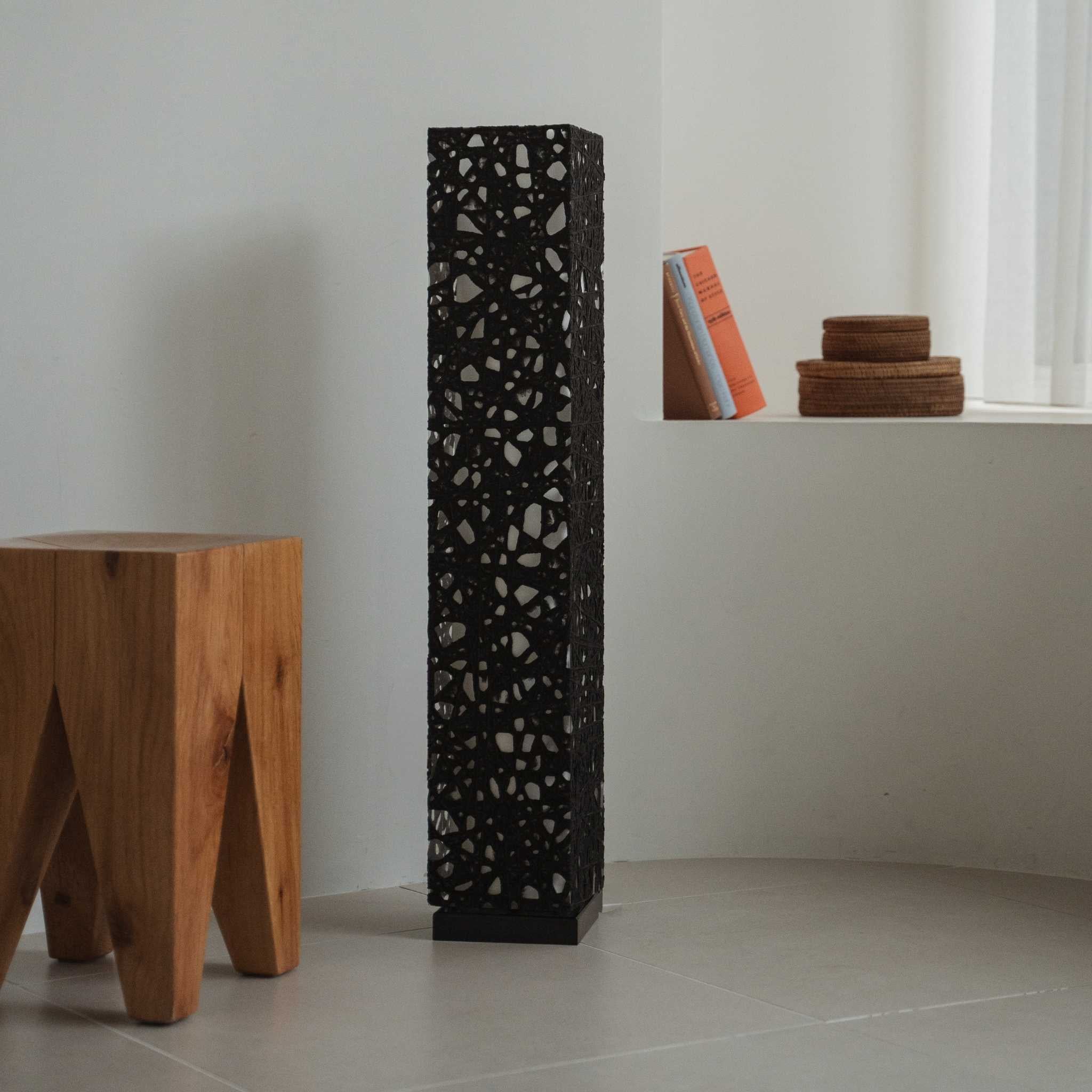 Japanese Paper Floor Lamp "ME-LOOK 01" Black - Image 2