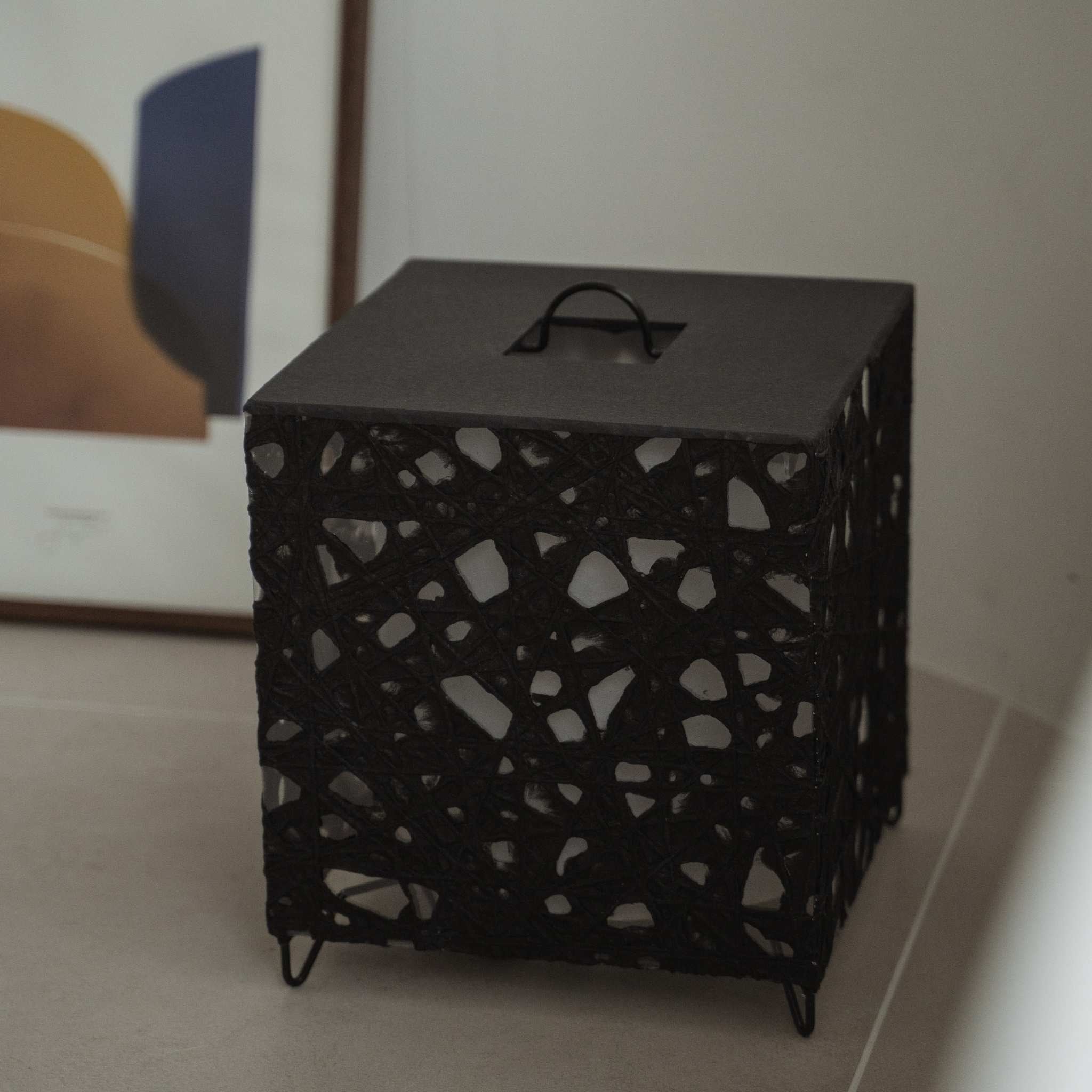 Japanese Paper Floor Lamp "ME-LOOK 03" Black - Image 2