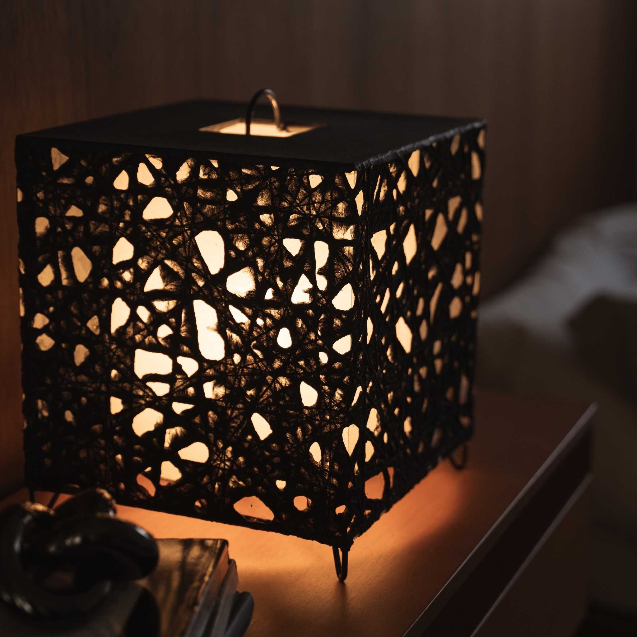 Japanese Paper Floor Lamp "ME-LOOK 03" Black - Image 4