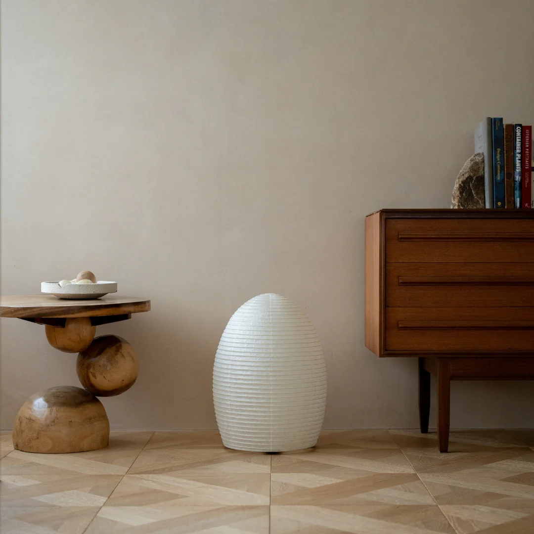 Japanese Paper Floor Lamp "paper moon 11" - Image 2