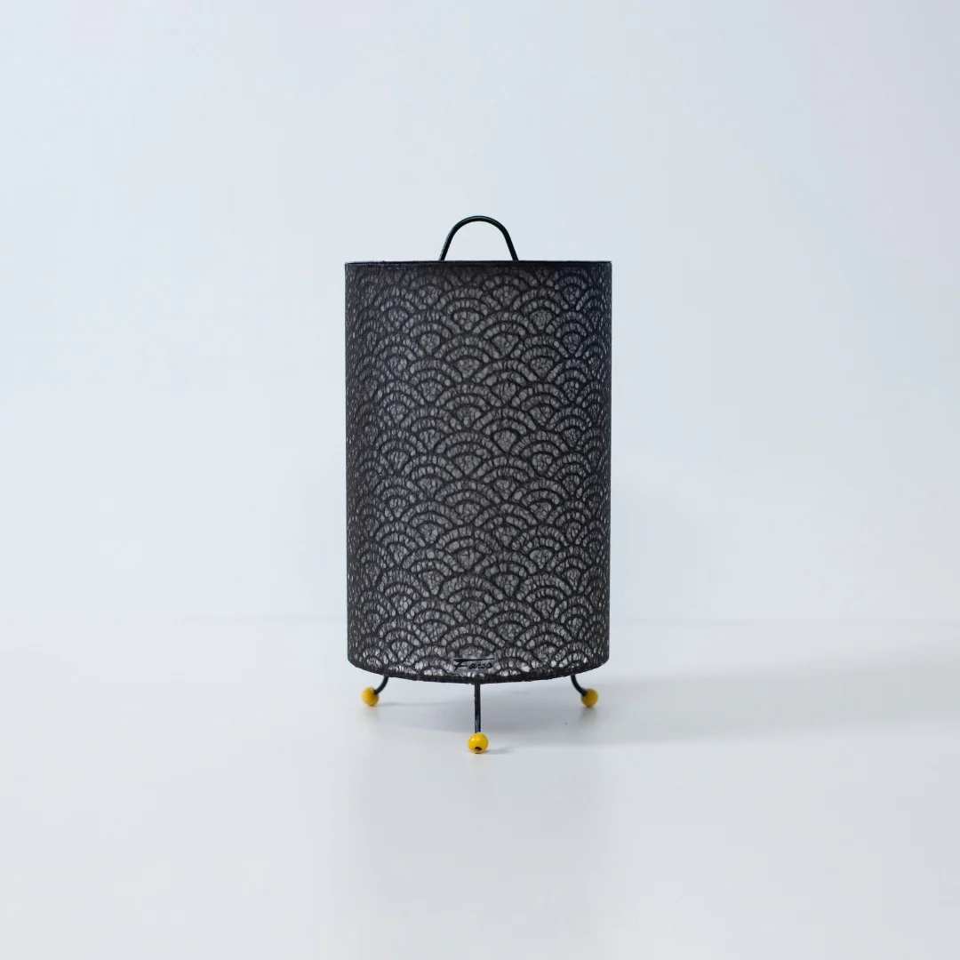 Japanese Paper Table Lamp "Lace Washi" Black - Image 3