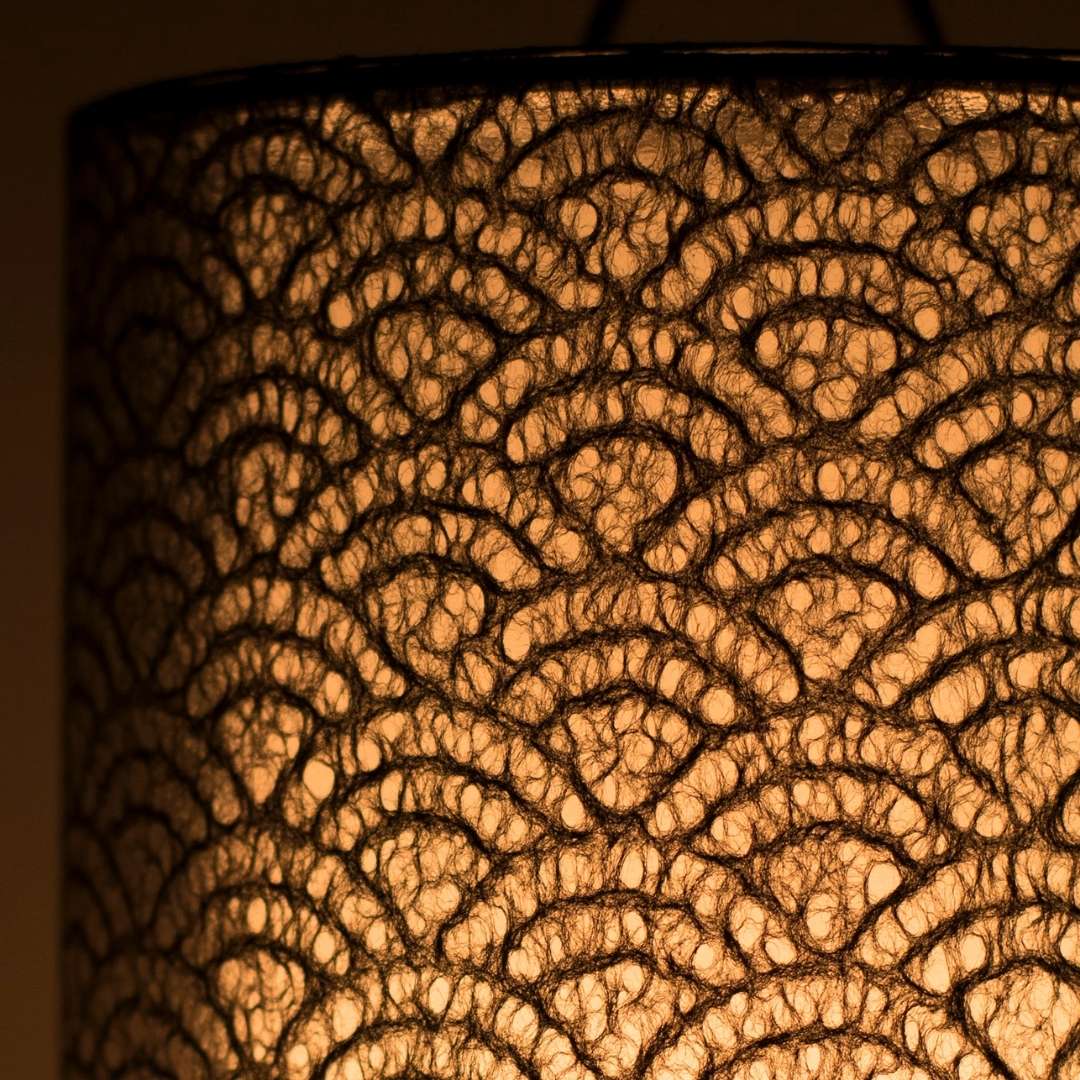 Japanese Paper Table Lamp "Lace Washi" Black - Image 4