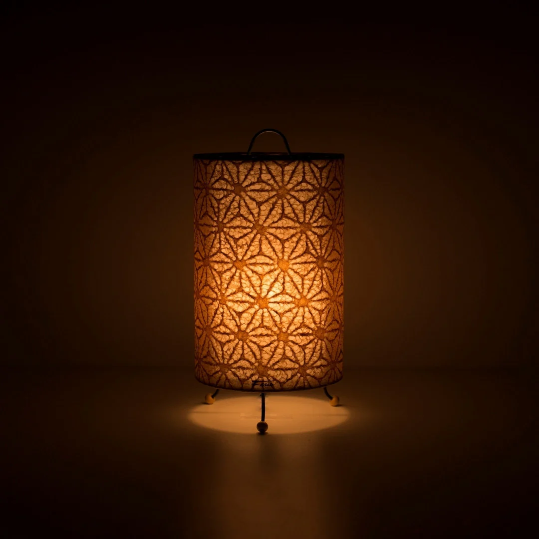 Japanese Paper Table Lamp "Lace Washi" Brown