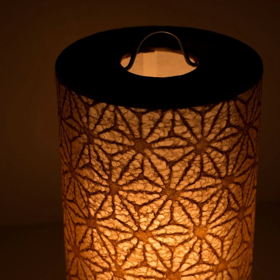 Japanese Paper Table Lamp "Lace Washi" Brown - Image 6