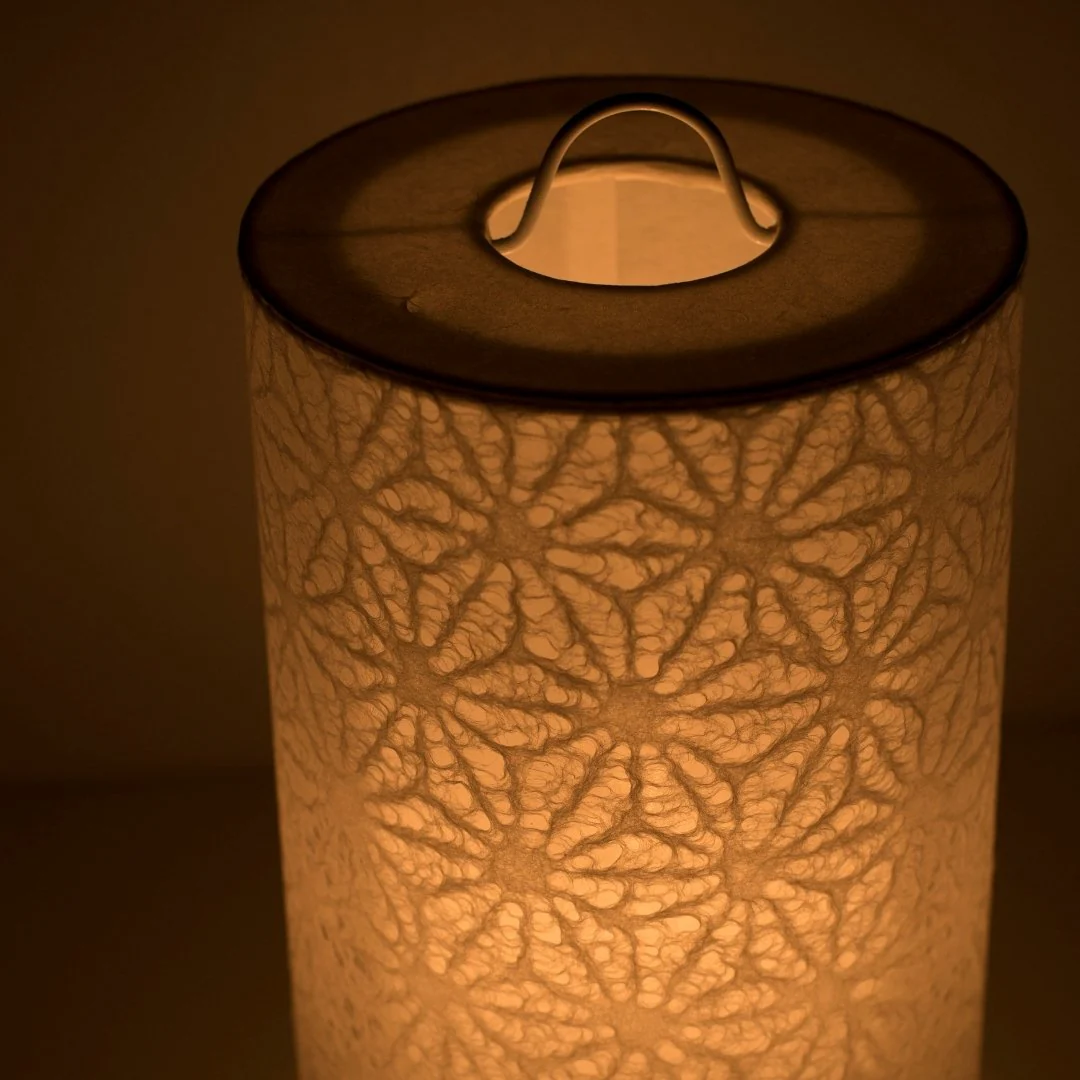 Japanese Paper Table Lamp "Lace Washi" White - Image 6
