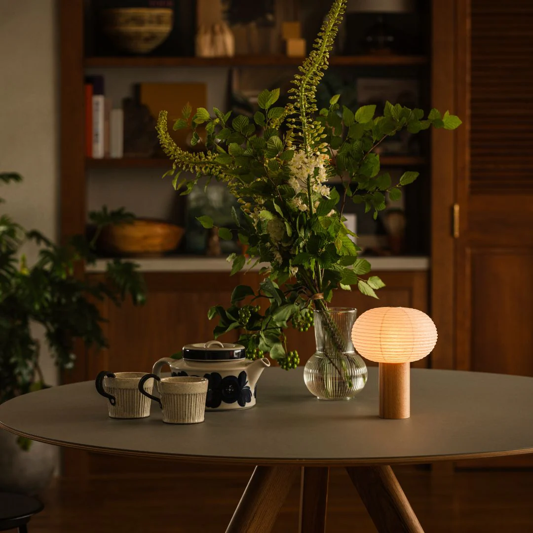 Japanese Paper Table Lamp “TORCHIN OVAL" - Image 9