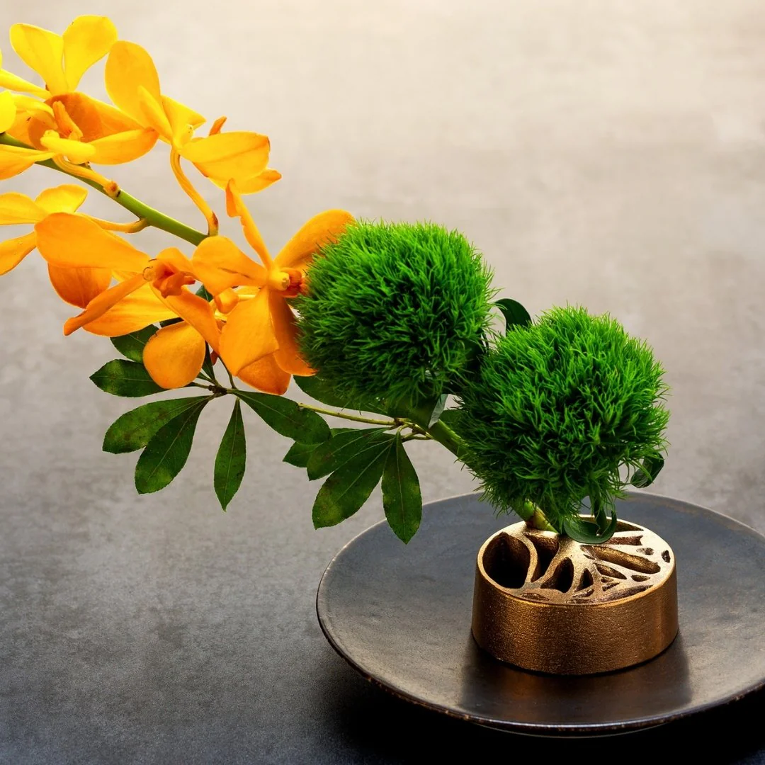 Japanese Pinless Kenzan Flower Frog "the ginkgo" for Ikebana