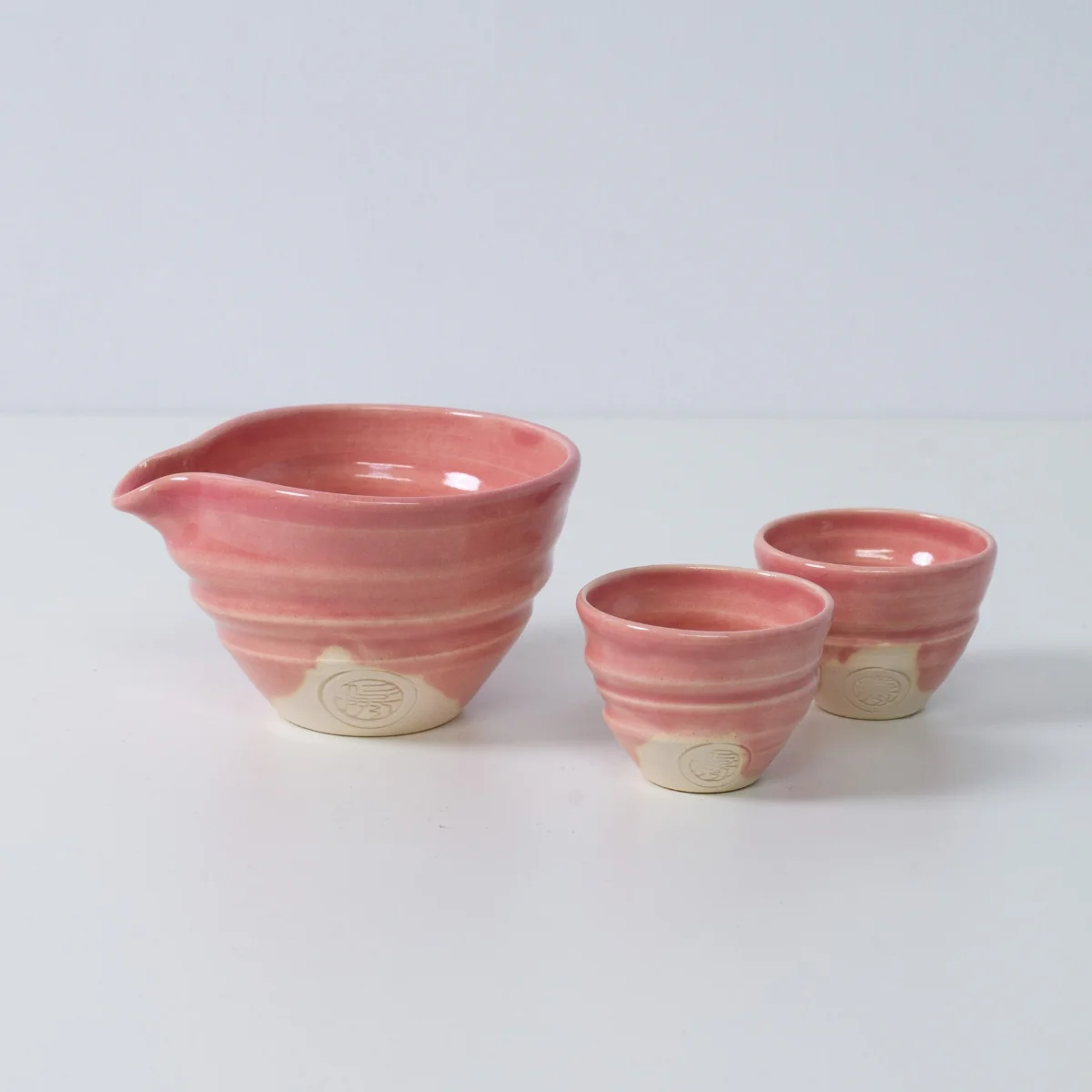 Japanese Sake Set "Omuro Cherry" - Katakuchi Carafe & 2 Cups - Image 5