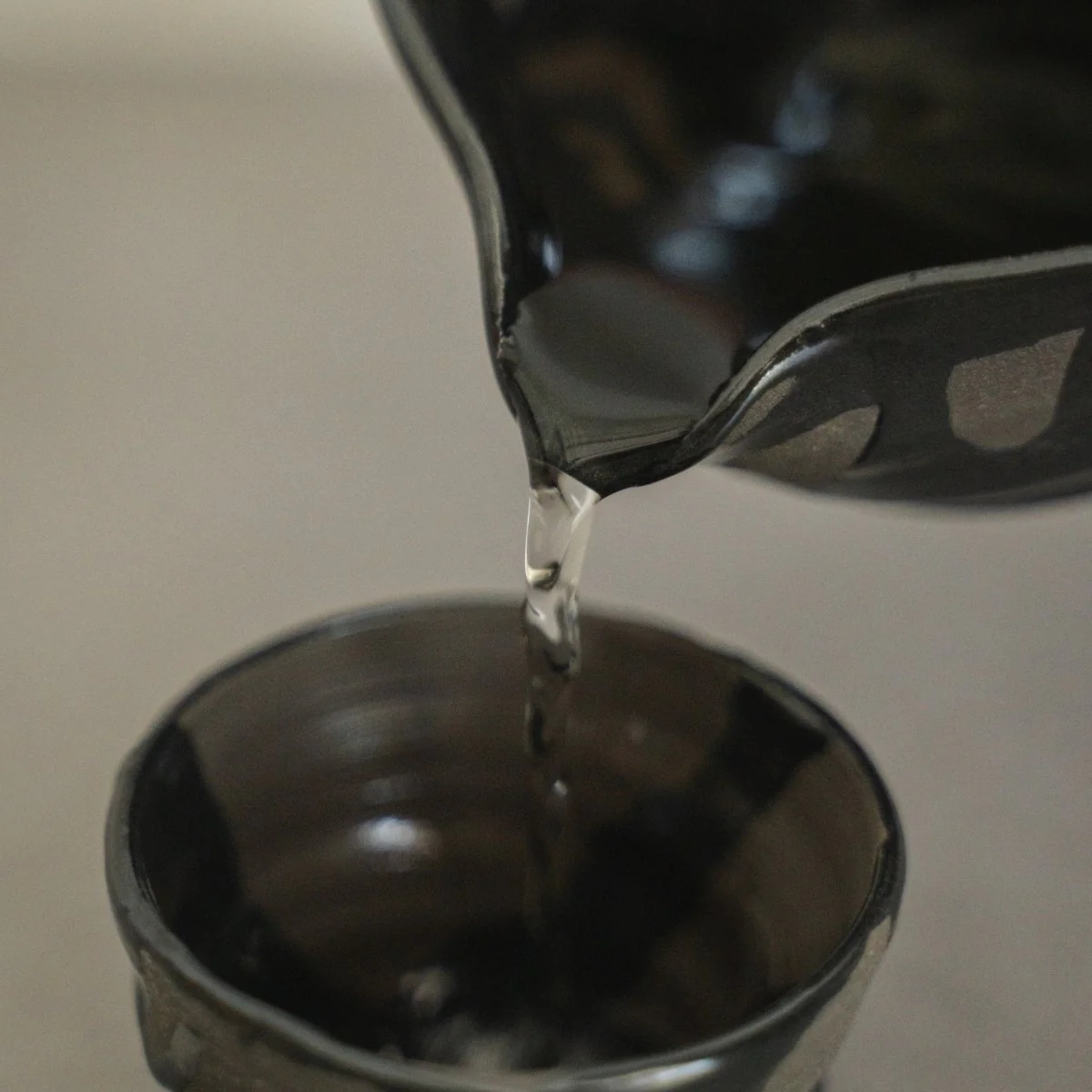 Japanese Sake Set "Sumi Black" - Katakuchi Carafe & 2 Cups - Image 5