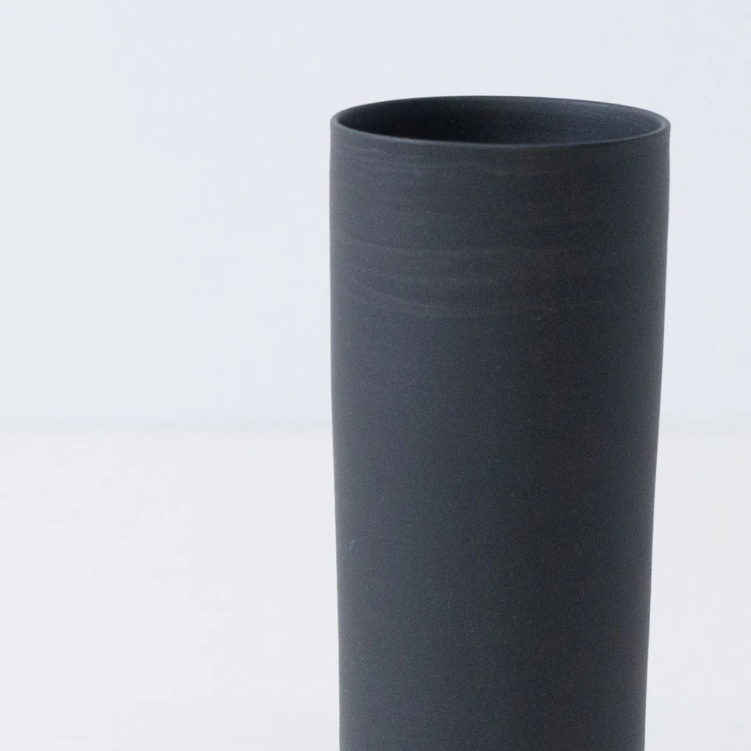 Japanese Single Flower Vase "Cylinder" Black - Image 2
