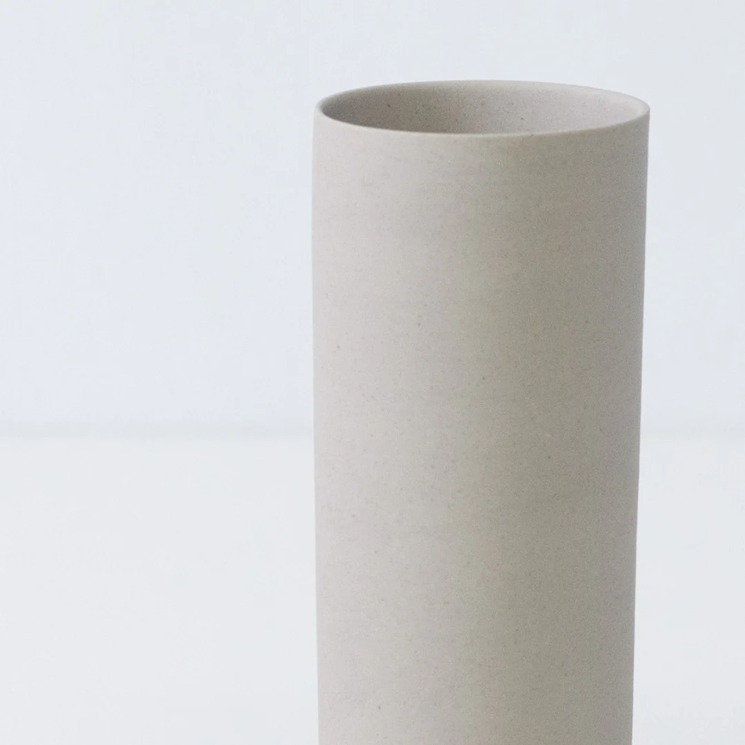 Japanese Single Flower Vase "Cylinder" White - Image 2