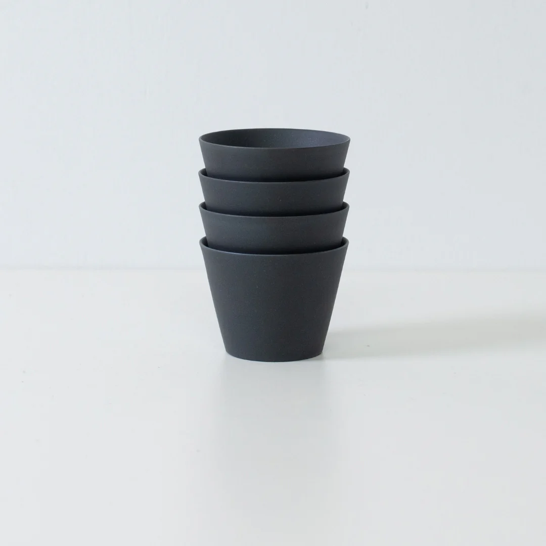 Japanese Tea Cup Set "Ensui" - Black Cone Shaped (100cc, Set of 4) - Image 7