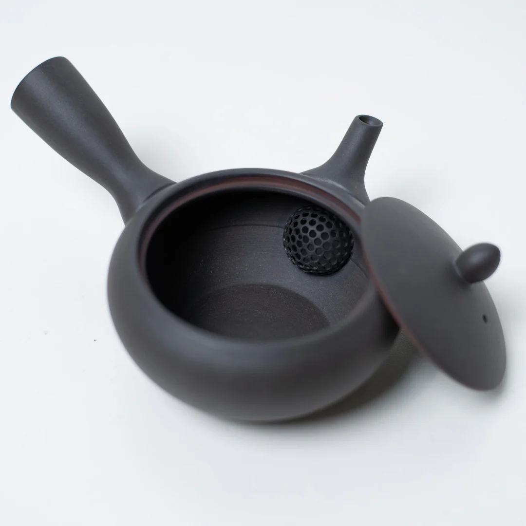 Japanese Tea Set "Monk's Bowl" - Black Kyusu Teapot (240cc) with 4 Teacups - Image 4