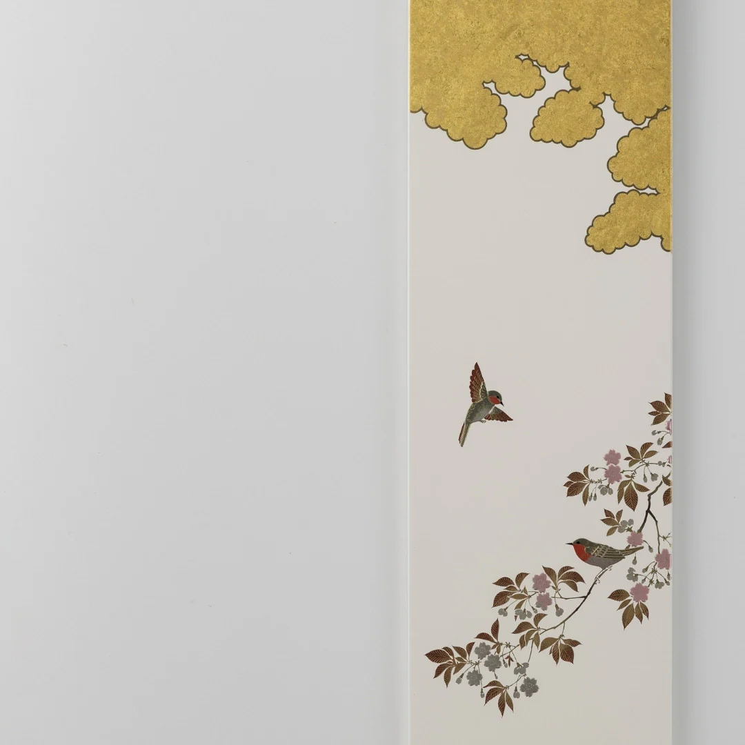 Japanese Wall Art "Hanamidori" White Small - Image 3