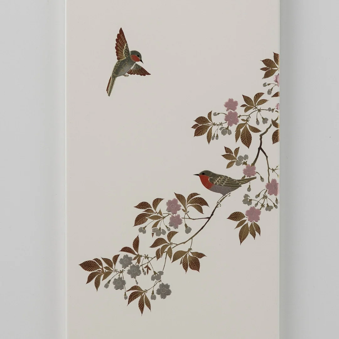 Japanese Wall Art "Hanamidori" White Small - Image 5