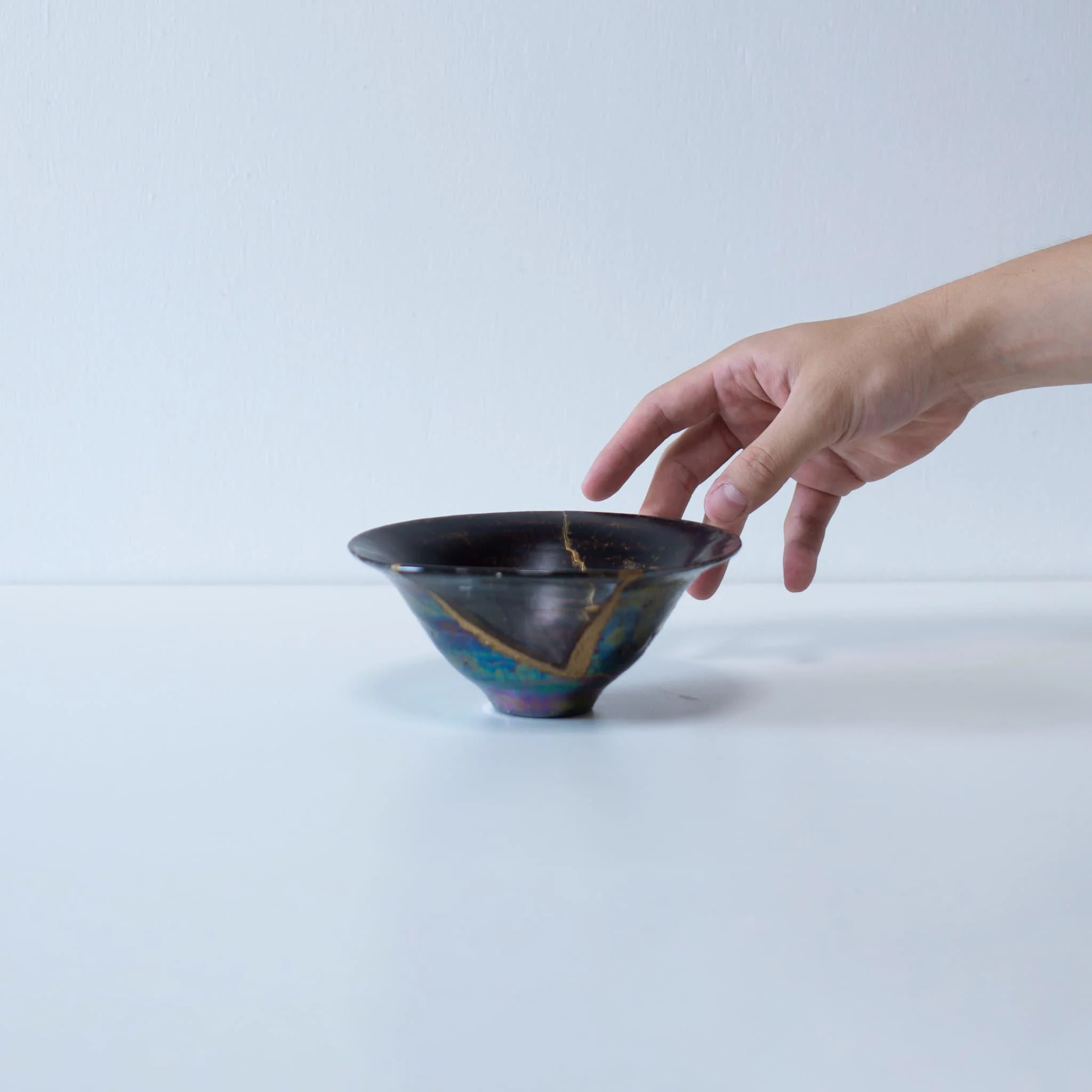 Kintsugi Bowl “Cherry Bark and Blue Moon” 01 with a Paulownia Wood Box - Image 3
