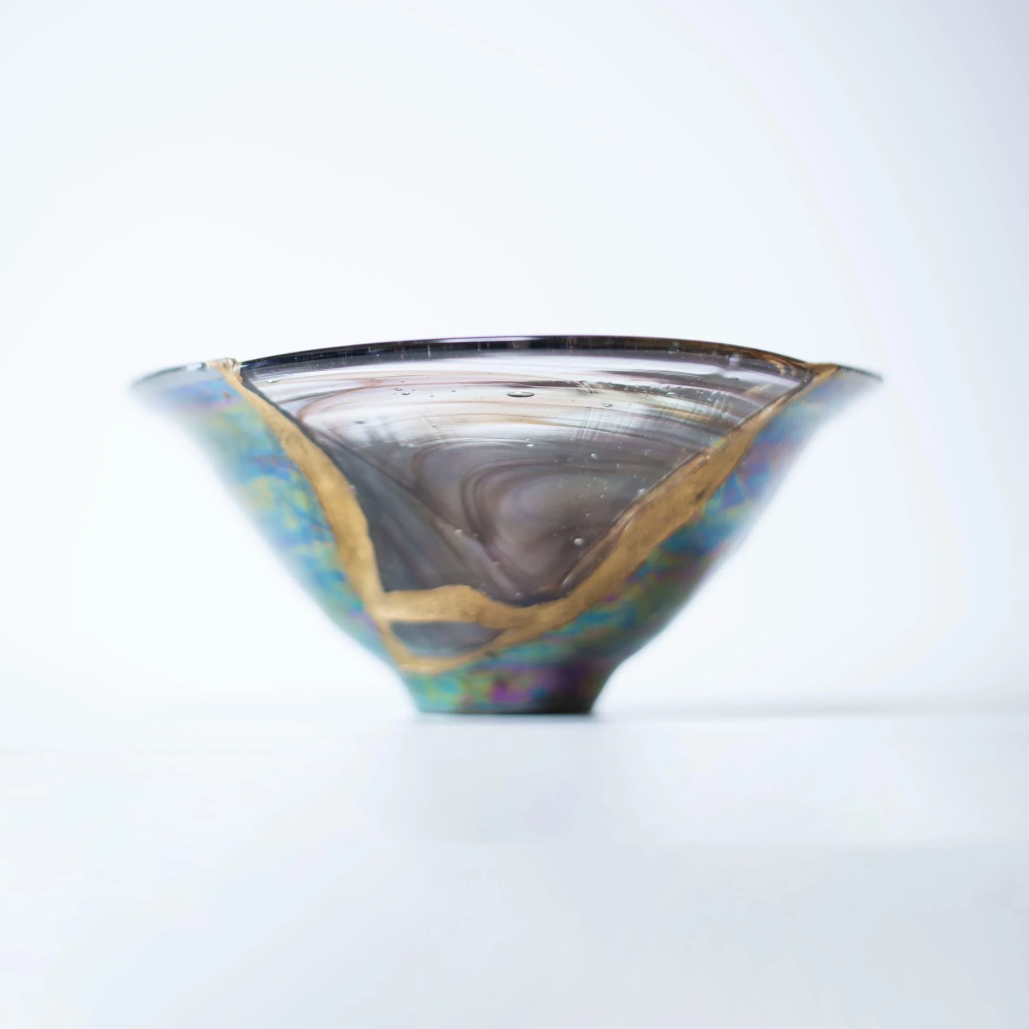 Kintsugi Bowl “Cherry Bark and Blue Moon” 02 with a Paulownia Wood Box - Image 4