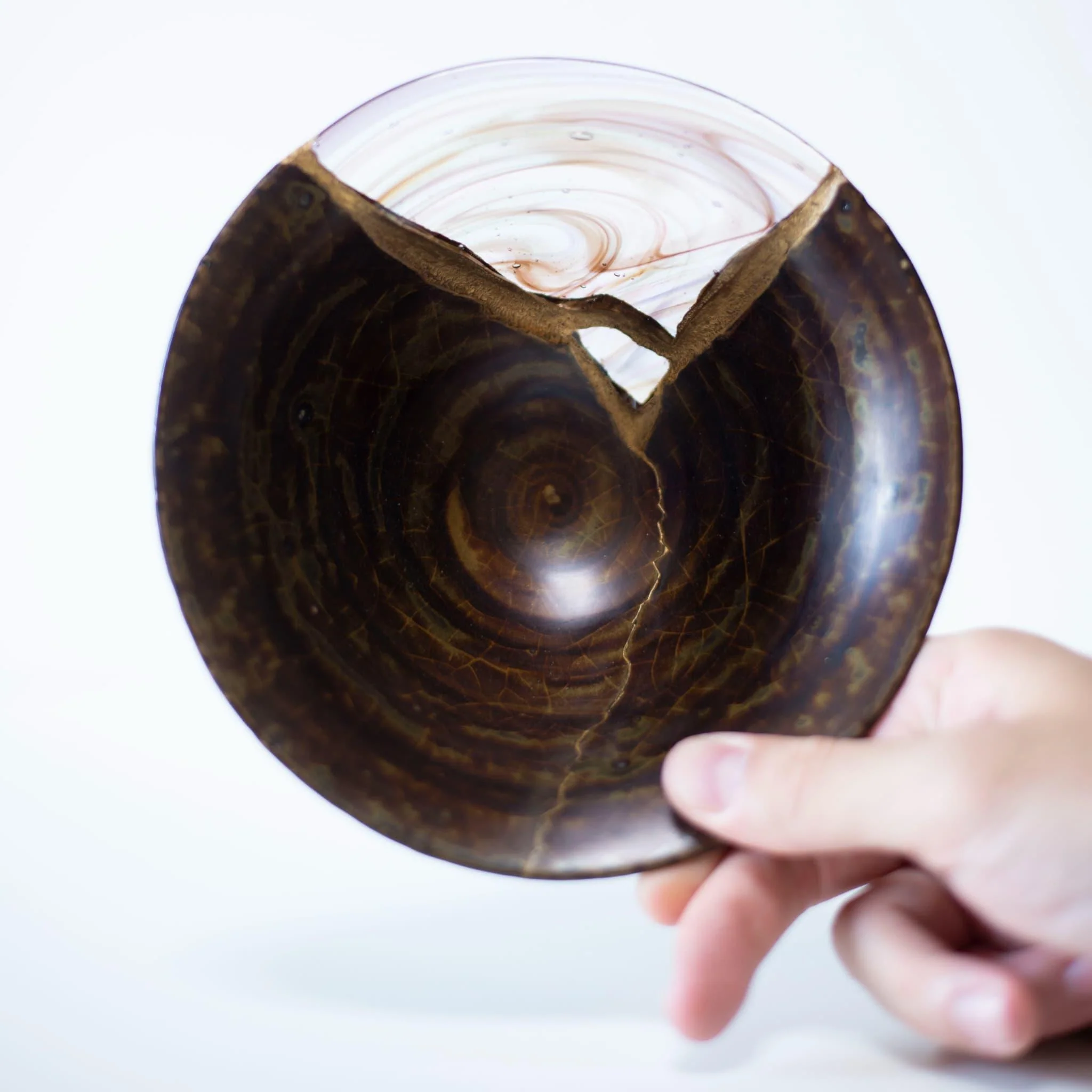 Kintsugi Bowl “Cherry Bark and Blue Moon” 02 with a Paulownia Wood Box - Image 6