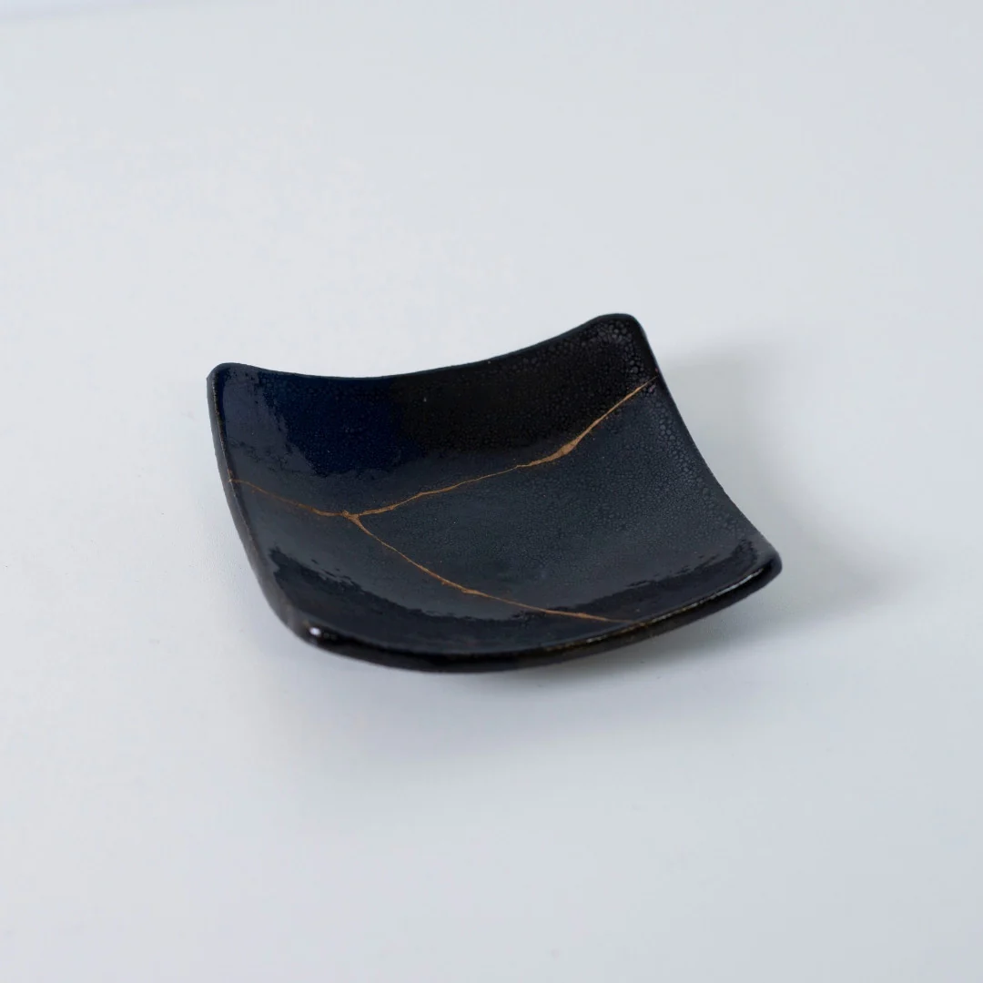 Kintsugi Square Plate "Jet Black Lighting" 04 - Image 3