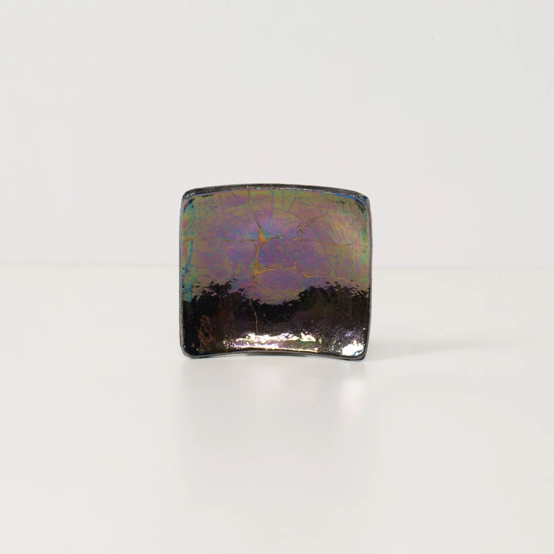 Kintsugi Square Plate "Shikkoku-rai" Iridescent Luster - Image 2