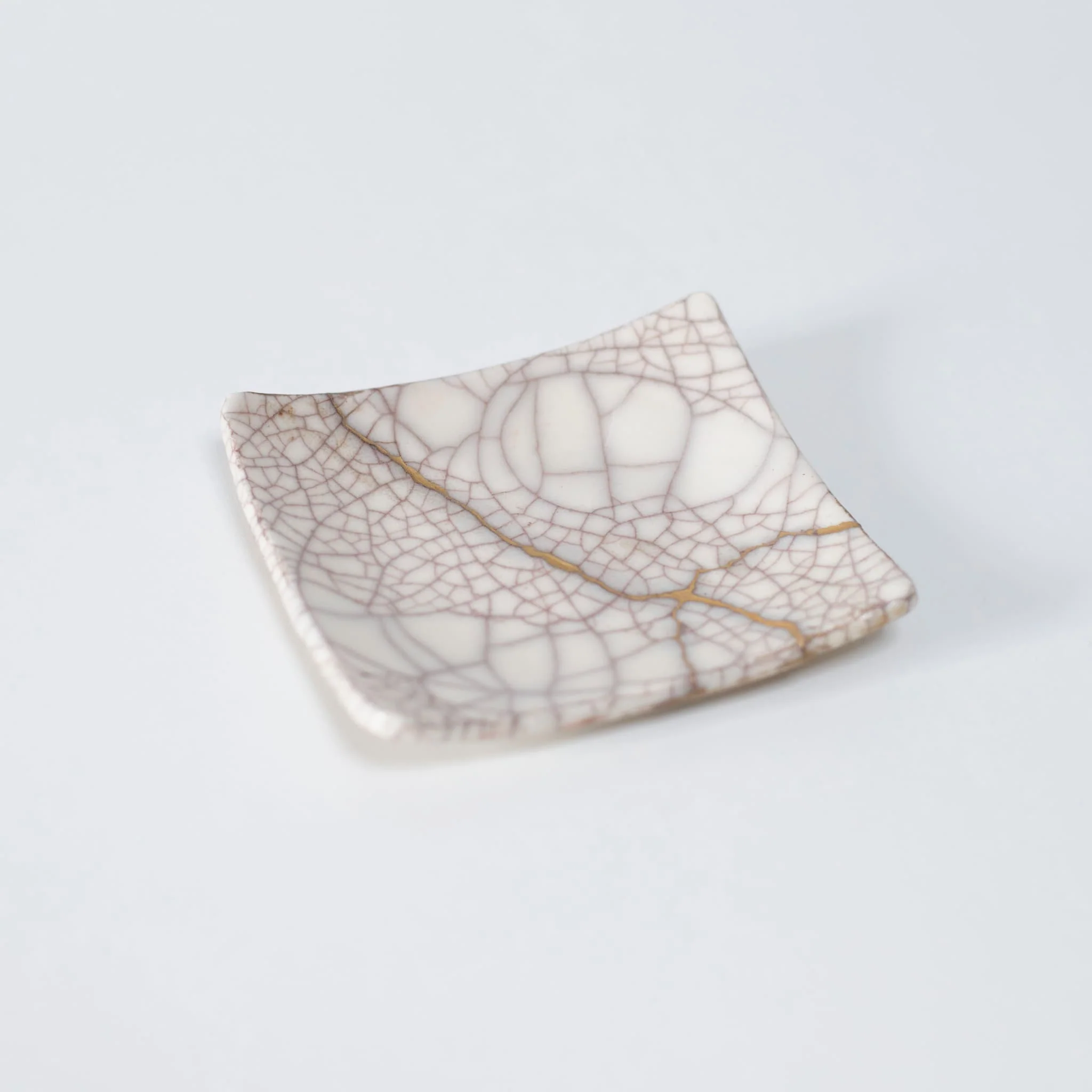 Kintsugi Square Plate "Vermilion Crackle" 01 - Image 3