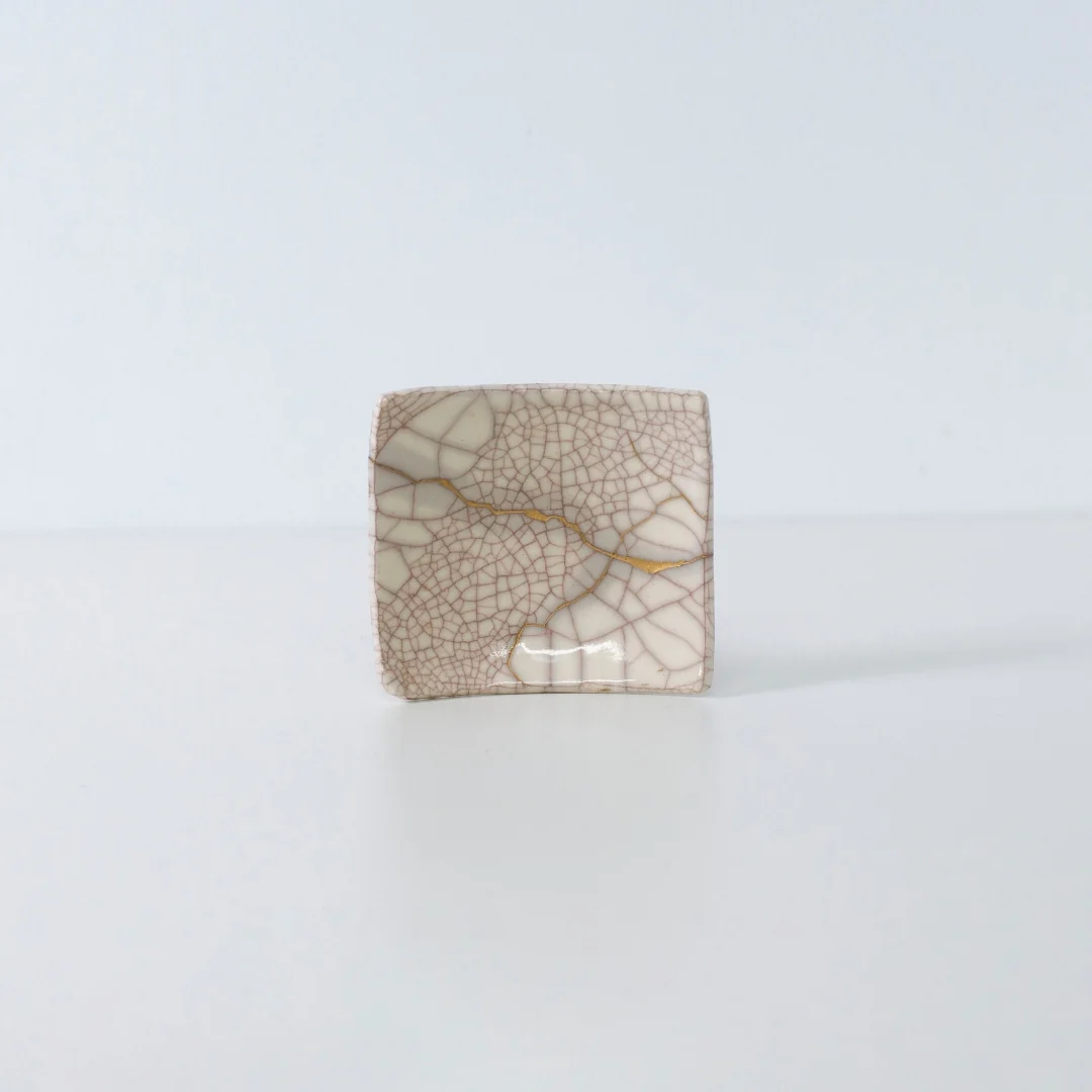 Kintsugi Square Plate "Vermilion Crackle" 02 - Image 2