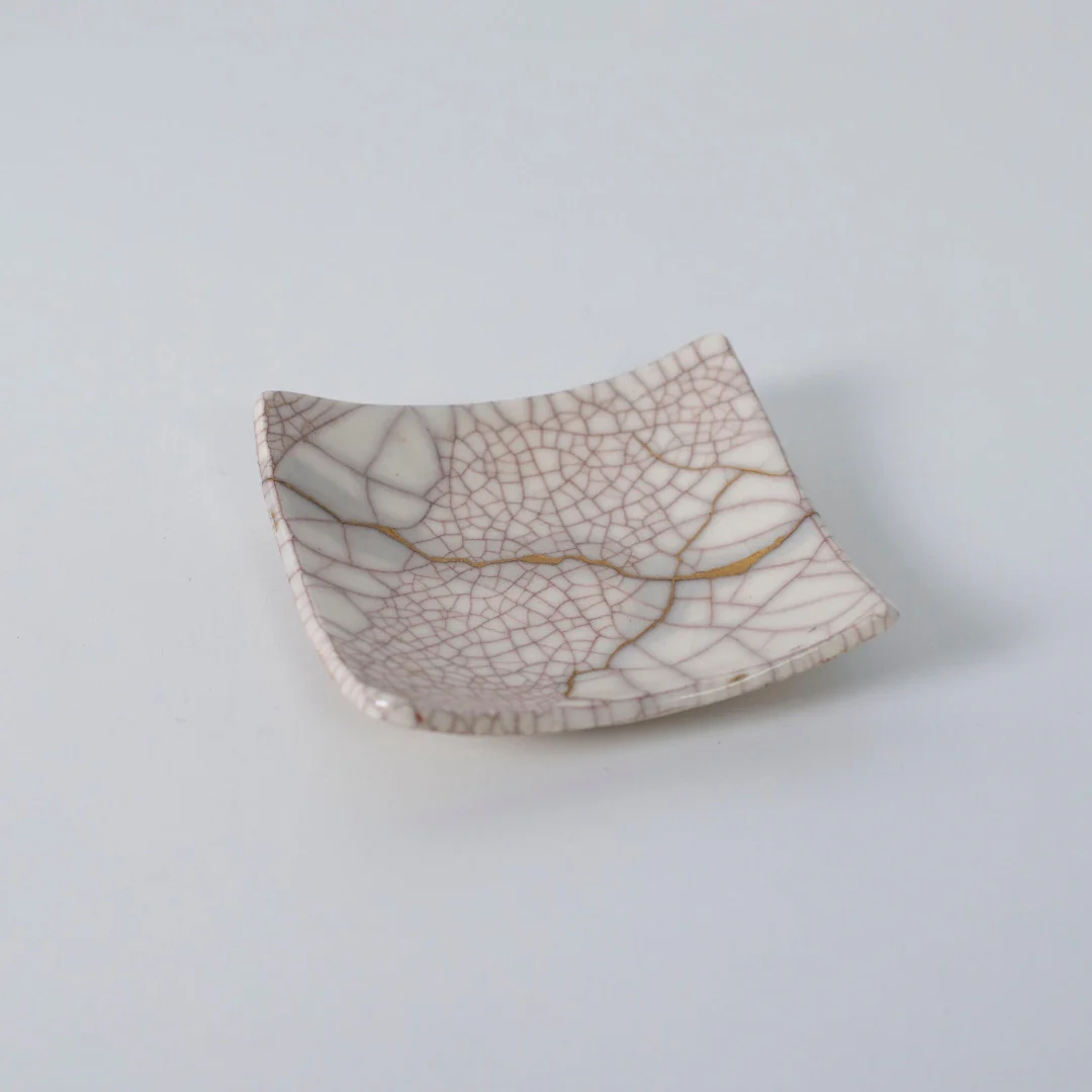 Kintsugi Square Plate "Vermilion Crackle" 02 - Image 3