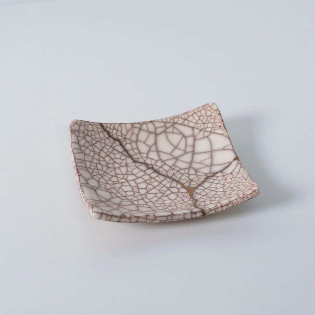 Kintsugi Square Plate "Vermilion Crackle" 03 - Image 3