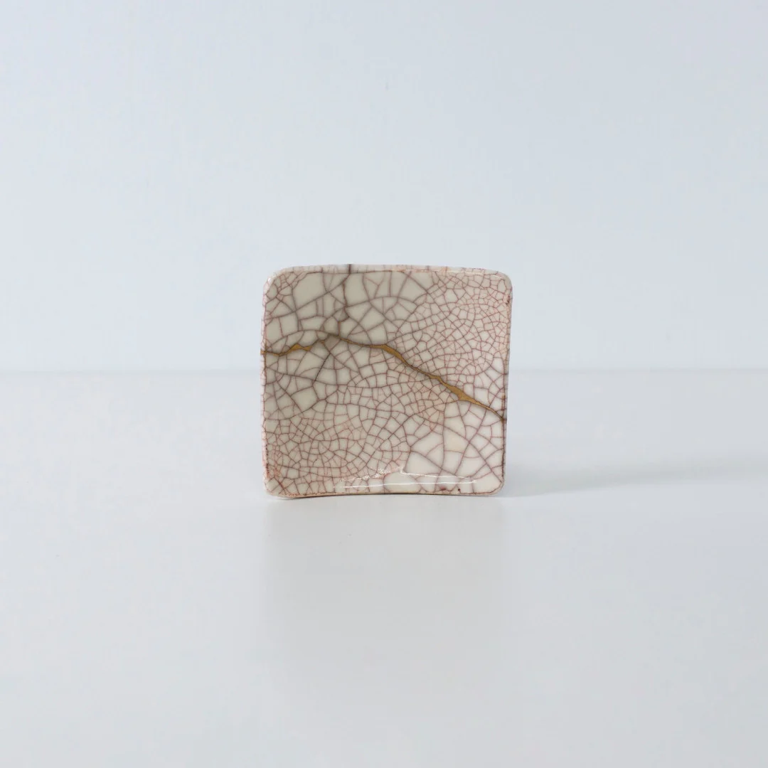 Kintsugi Square Plate "Vermilion Crackle" 05 - Image 2