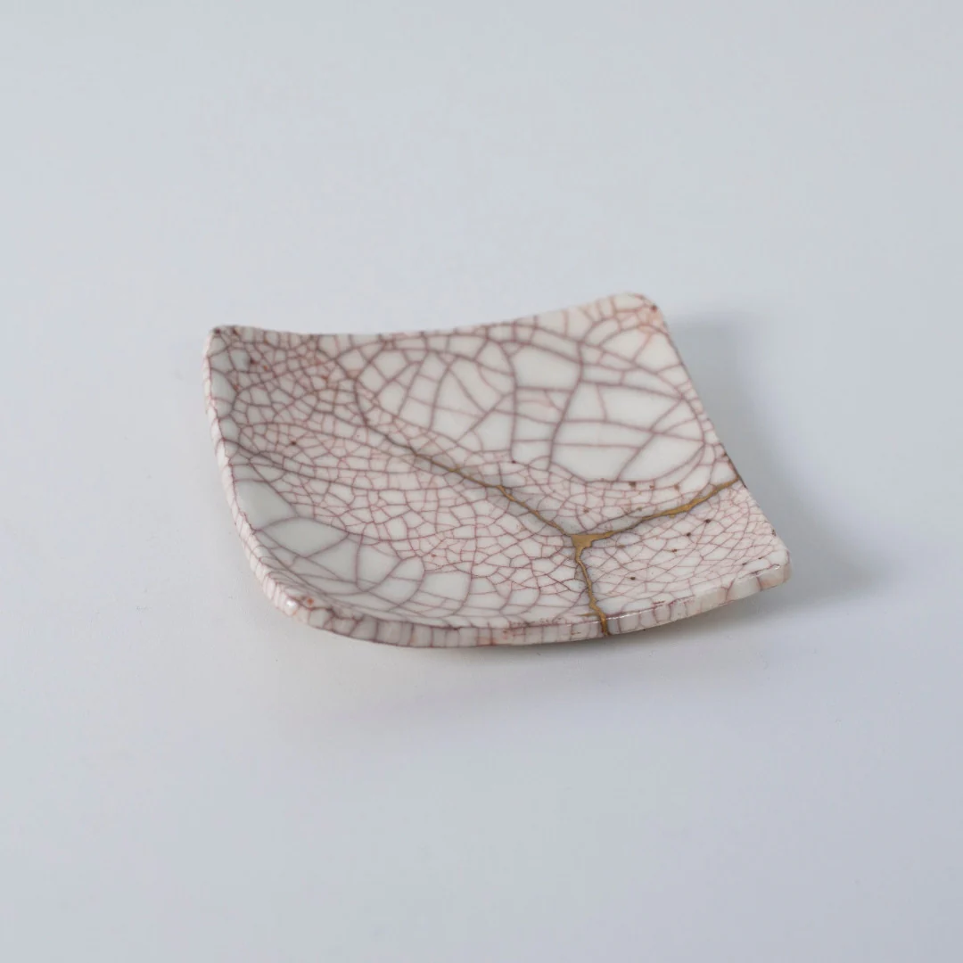 Kintsugi Square Plate "Vermilion Crackle" 06 - Image 3