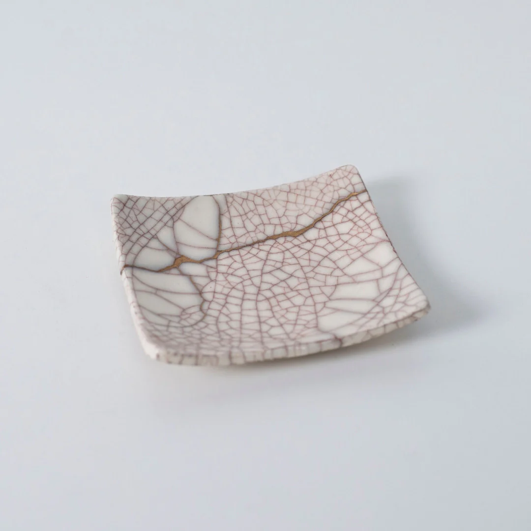Kintsugi Square Plate "Vermilion Crackle" 07 - Image 3